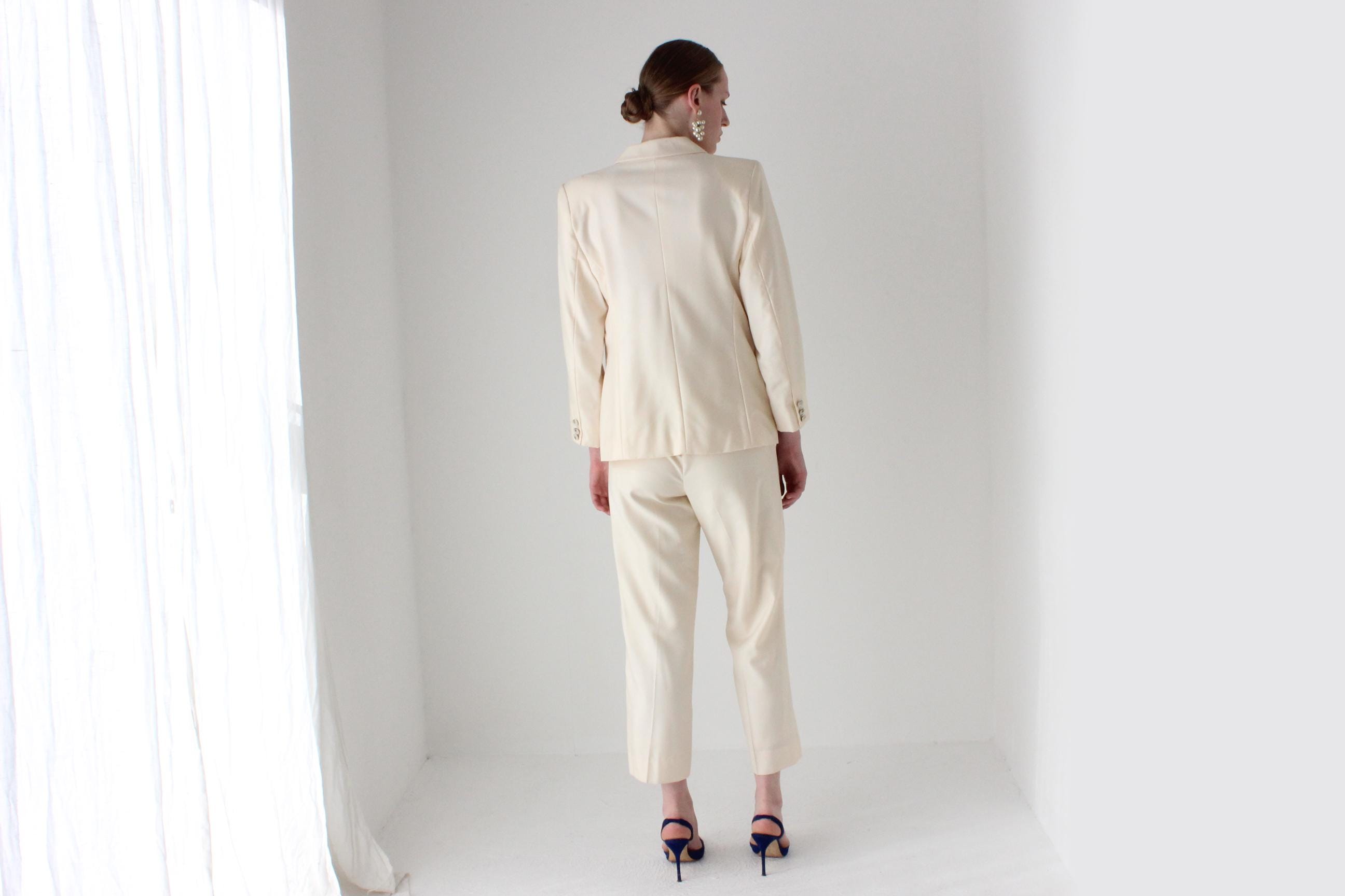 1980s ESCADA Wool, Silk & Mohair Bridal Pant Suit