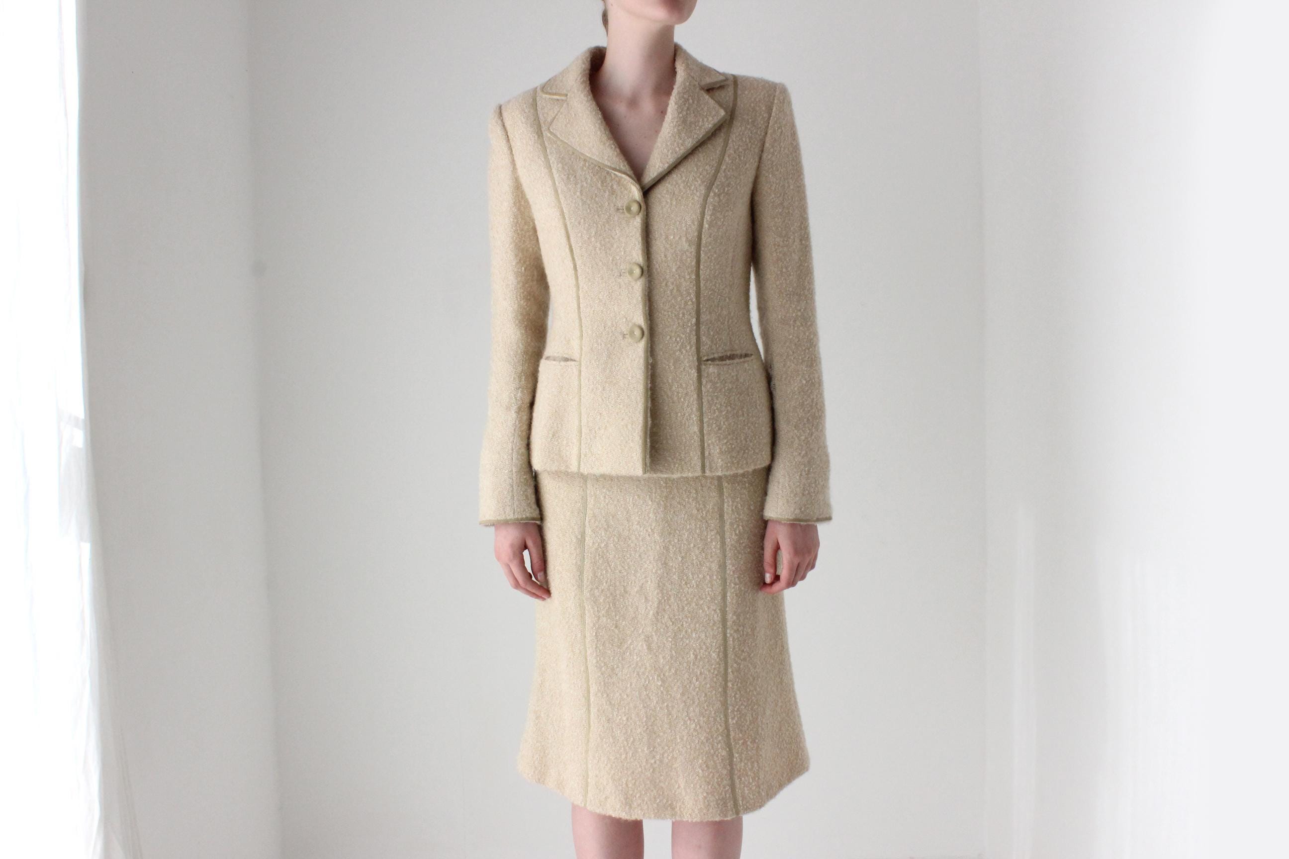 1990s Italian Designer Luisa Beccaria Mohair & Wool Winter Skirt Suit