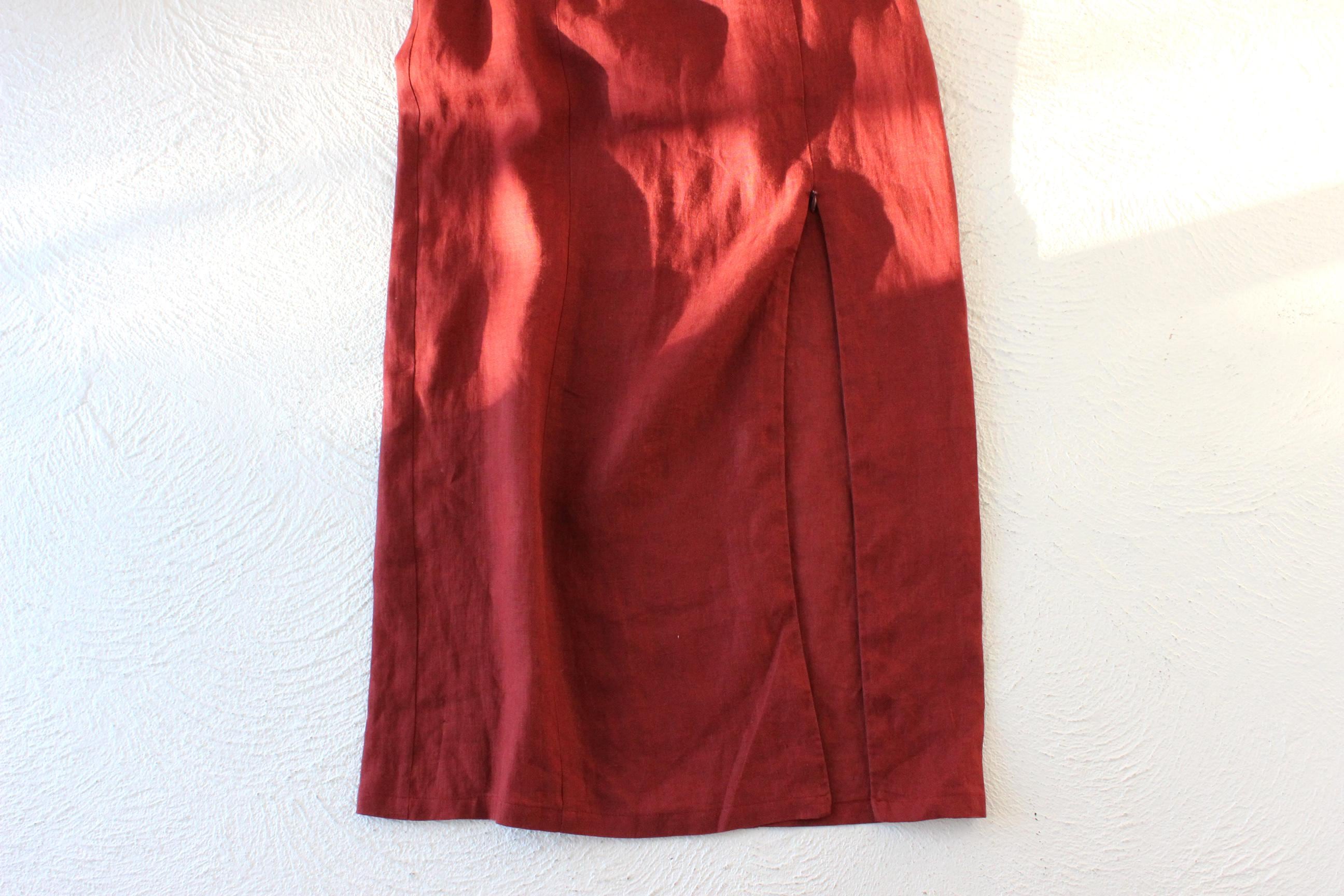 90s Italian Linen Sleeveless Column Dress