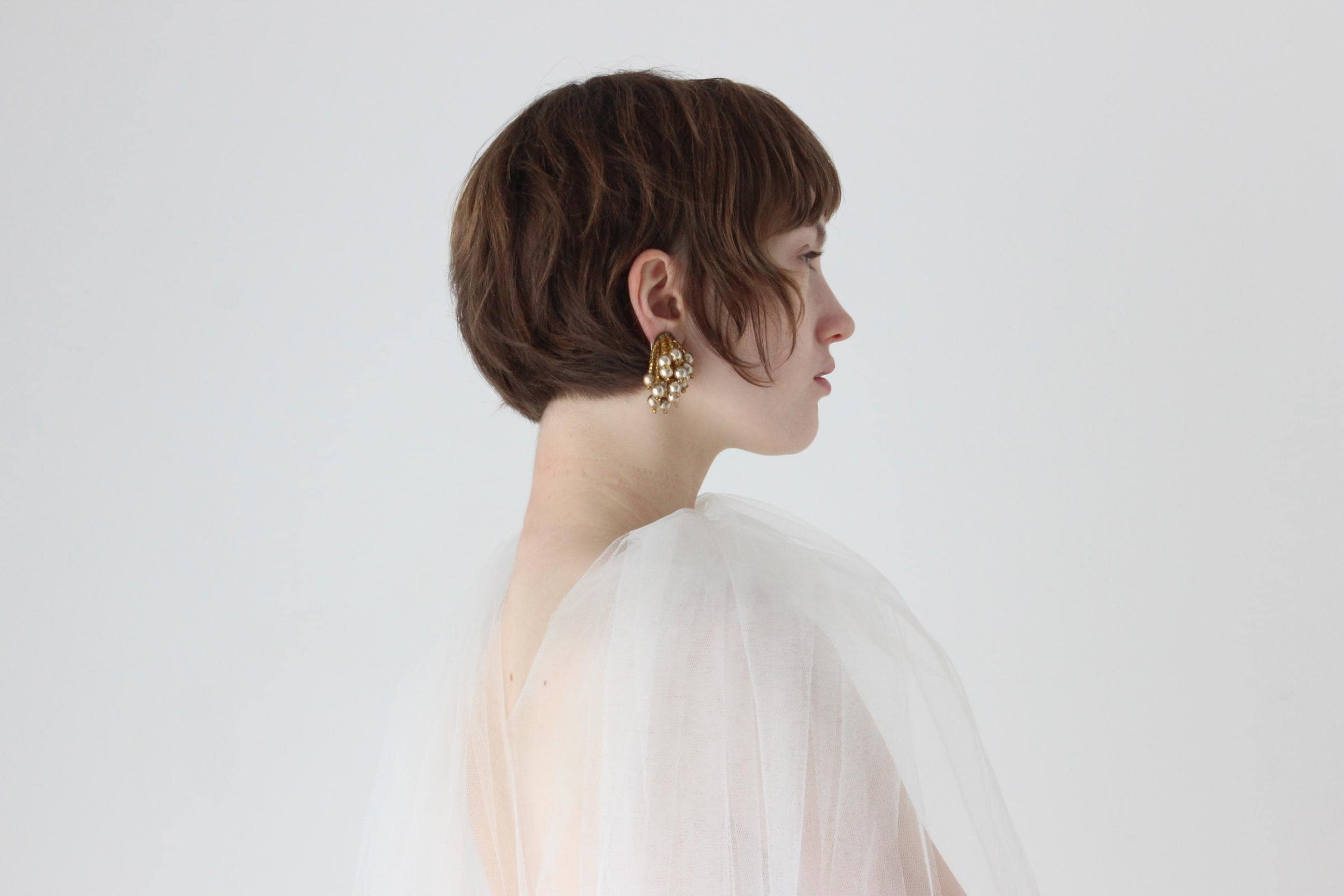 60s Cascading Gold Bead Chandelier Clip On Cocktail Earrings