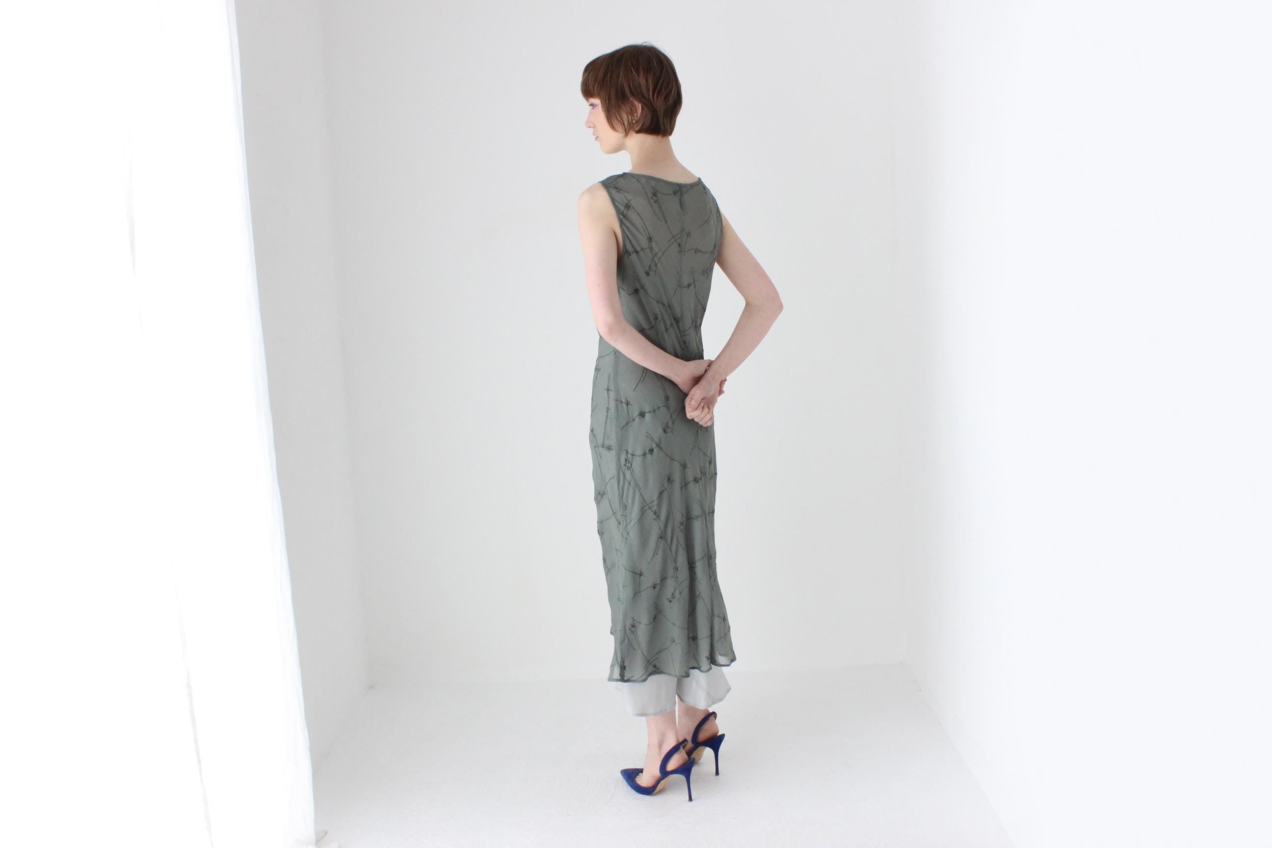 90s CUE Sheer Crepe Georgette Bias Cut Dress