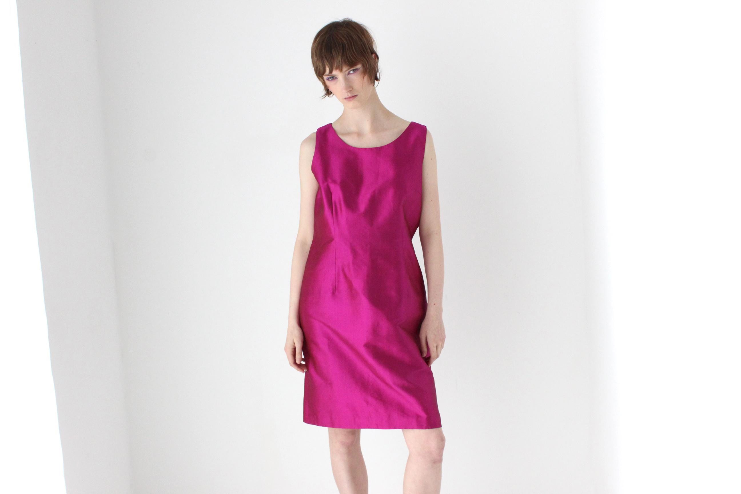 80s Iridescent Fuchsia Cocktail Dress