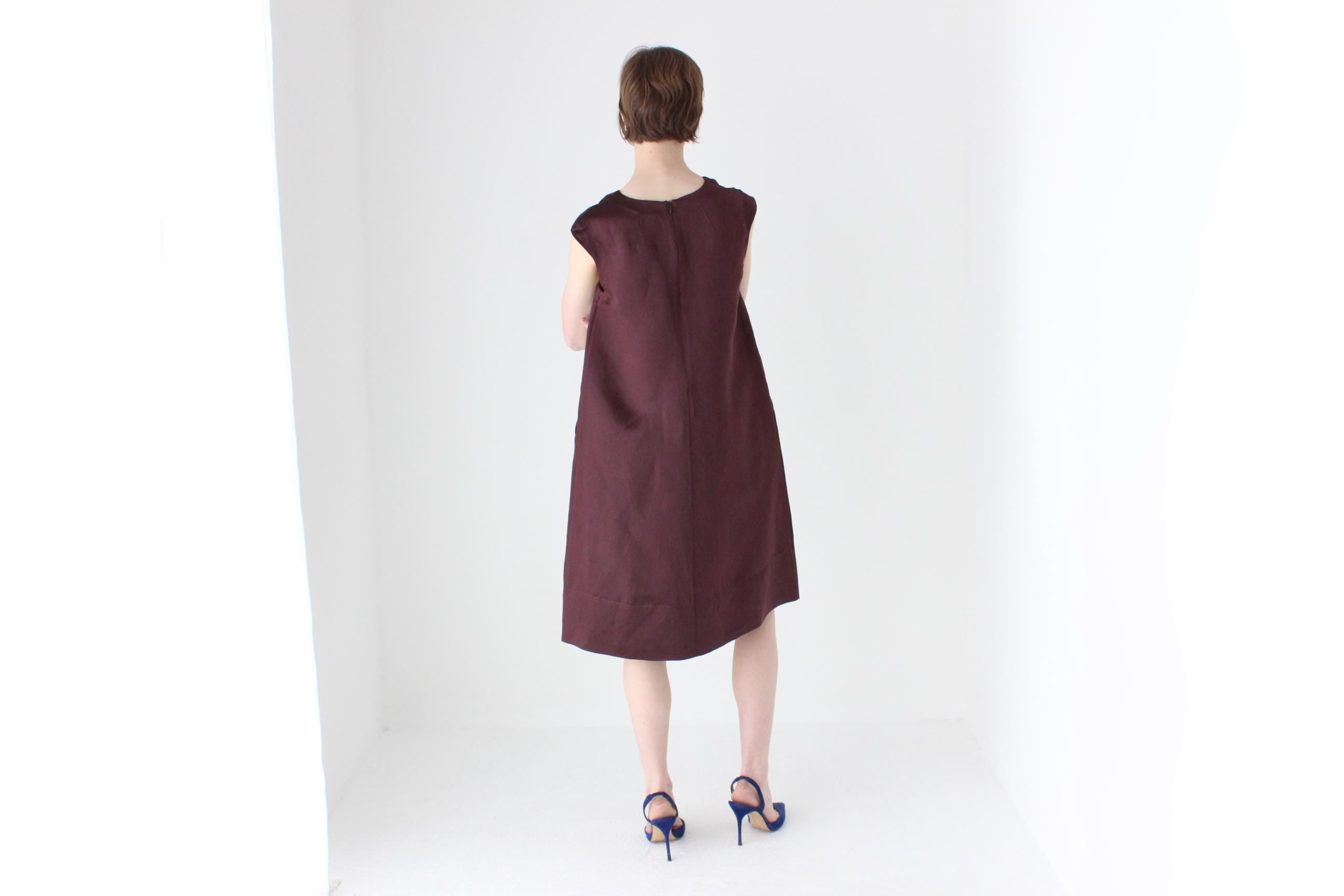 2000s MARNI Silk & Linen Lantern Tent Dress in Aubergine