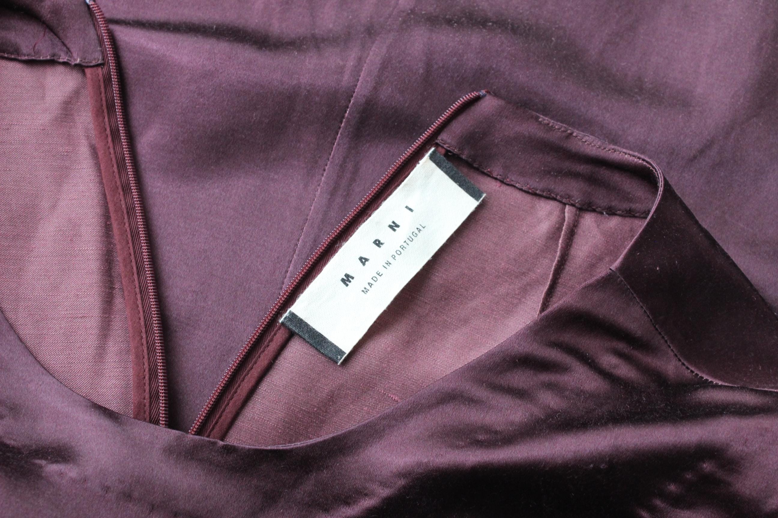 2000s MARNI Silk & Linen Lantern Tent Dress in Aubergine