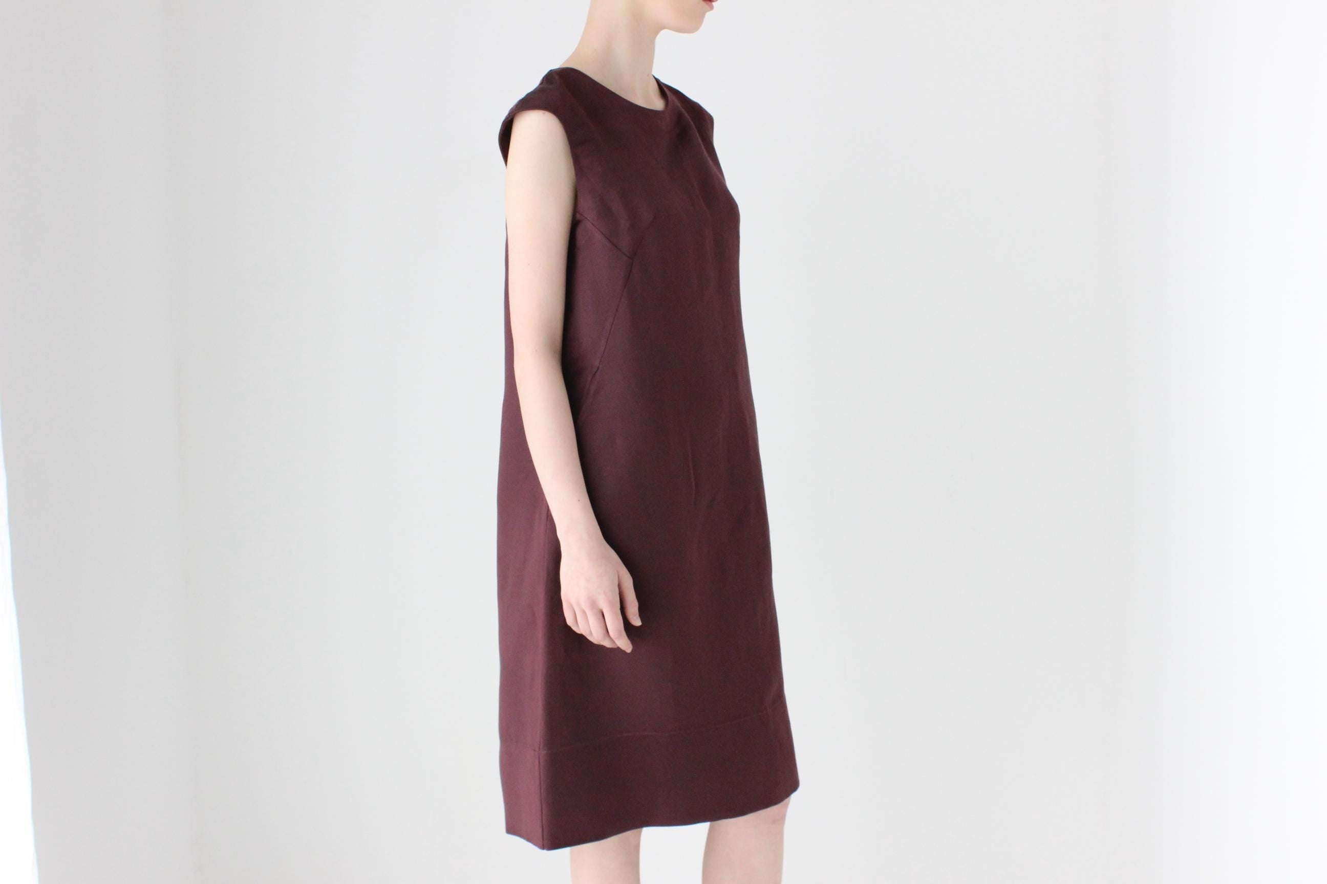 2000s MARNI Silk & Linen Lantern Tent Dress in Aubergine