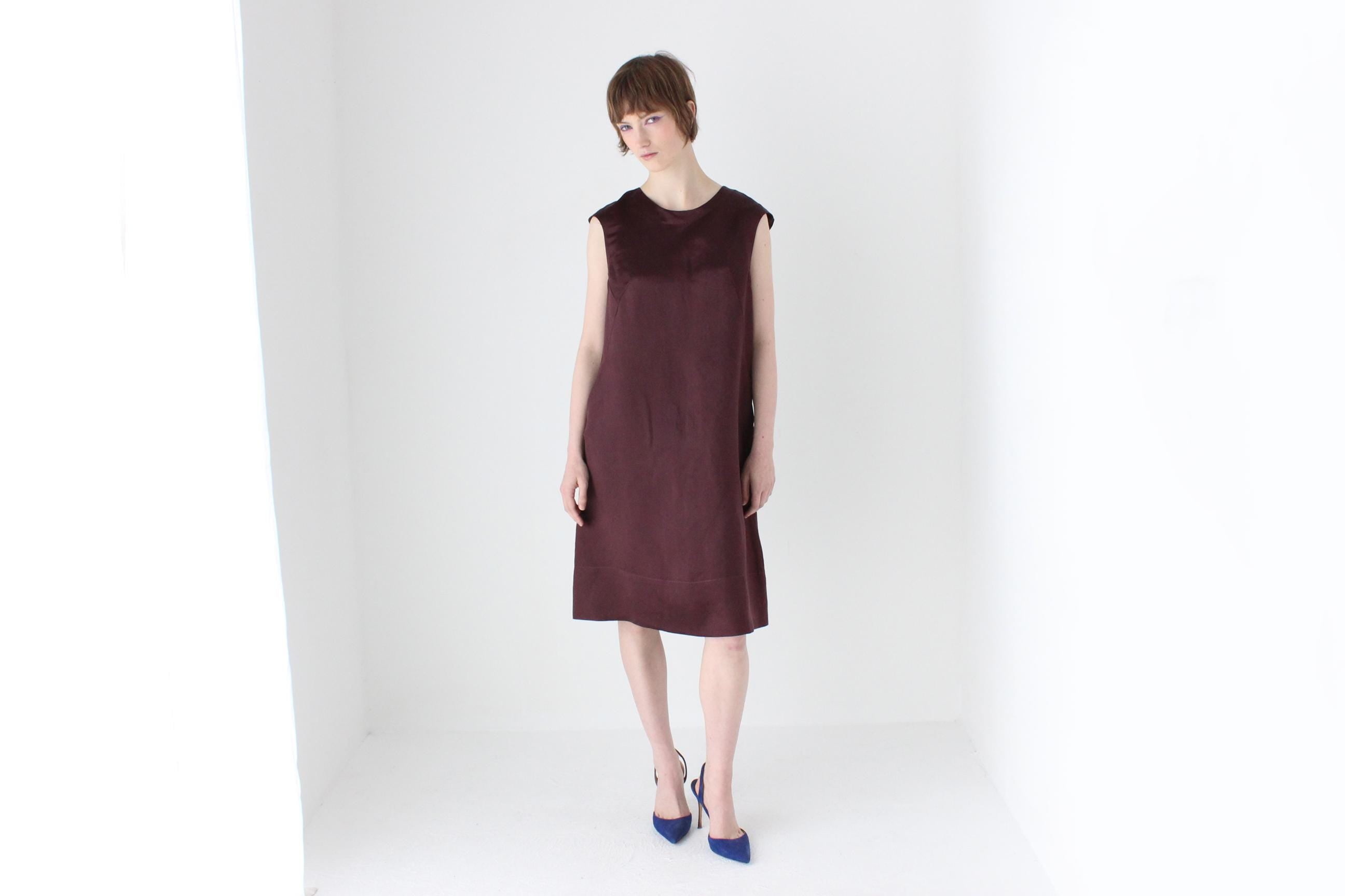 2000s MARNI Silk & Linen Lantern Tent Dress in Aubergine