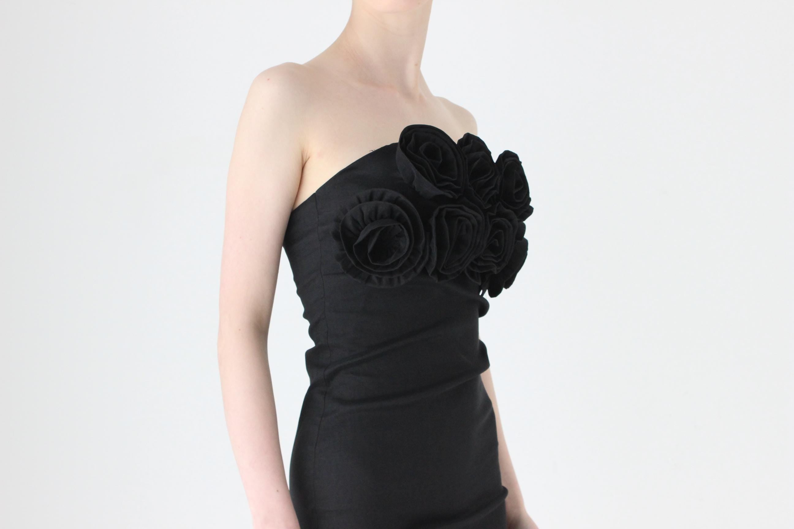 Y2K Stretch Strapless Mini Dress w/ 3D Rosette Flower Boobs