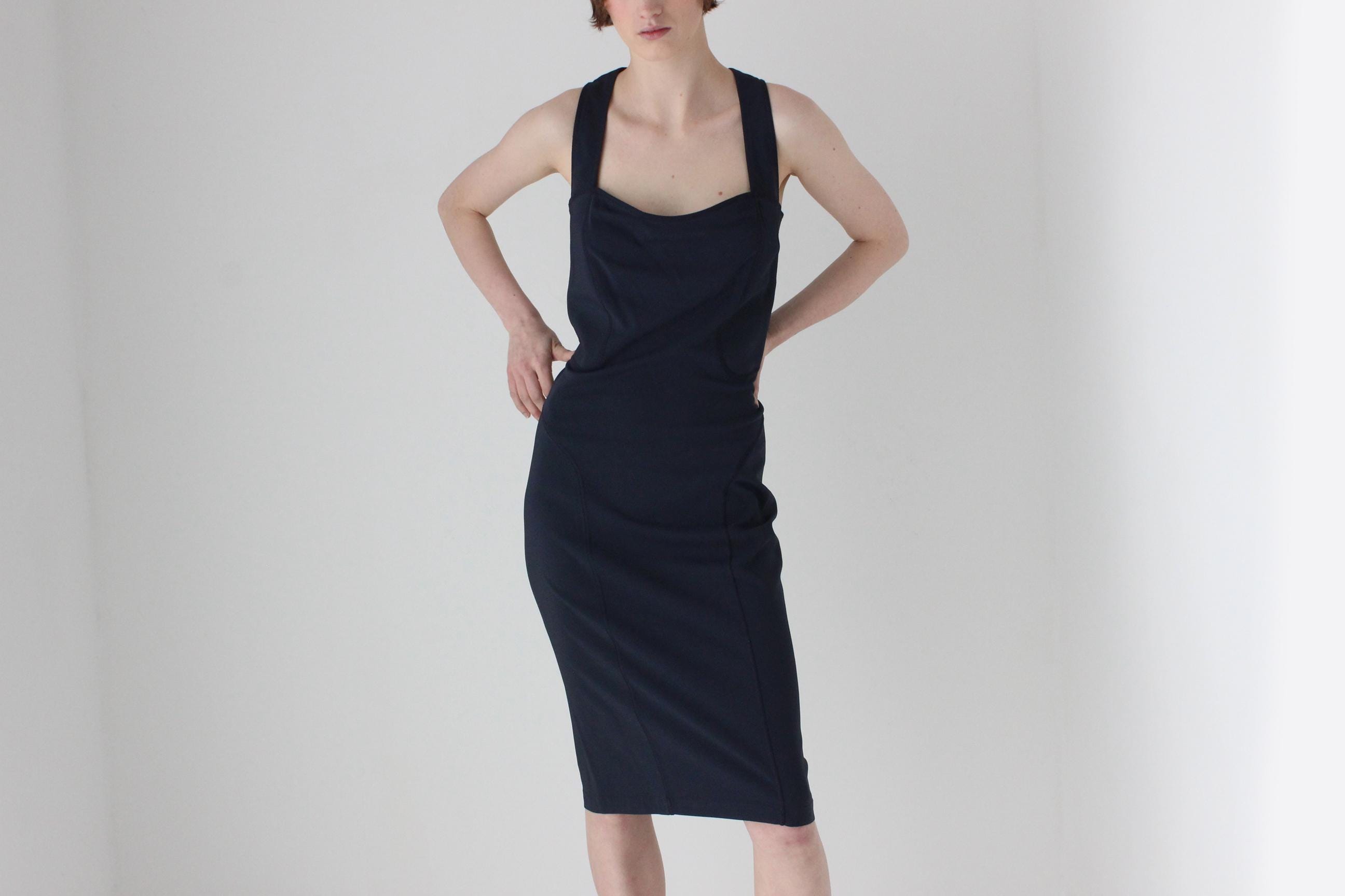 2000s Gianfranco Ferre Midnight Blue Scuba Dress