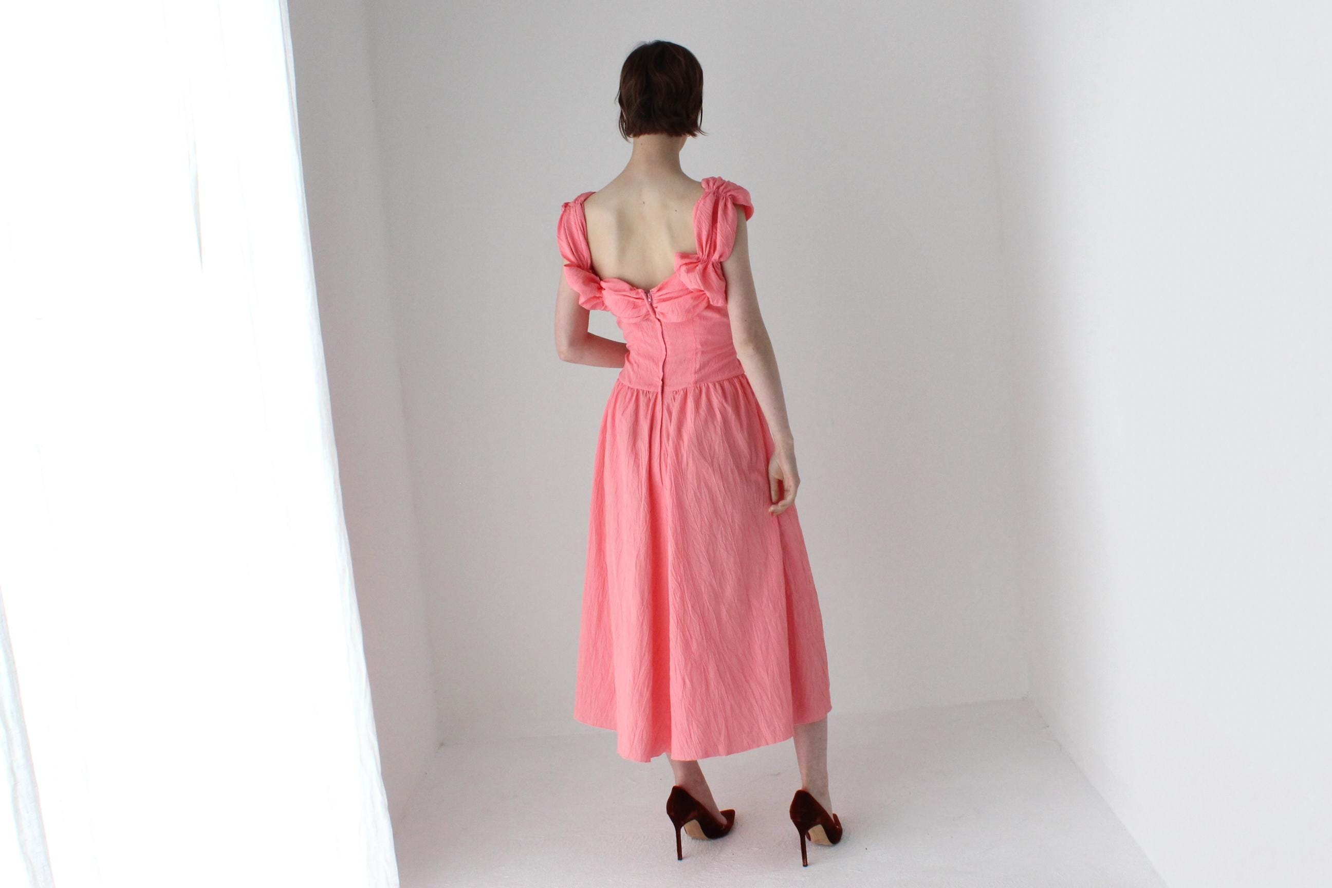 Prettiest 80s Bubblegum Princess Drop Waist Dress