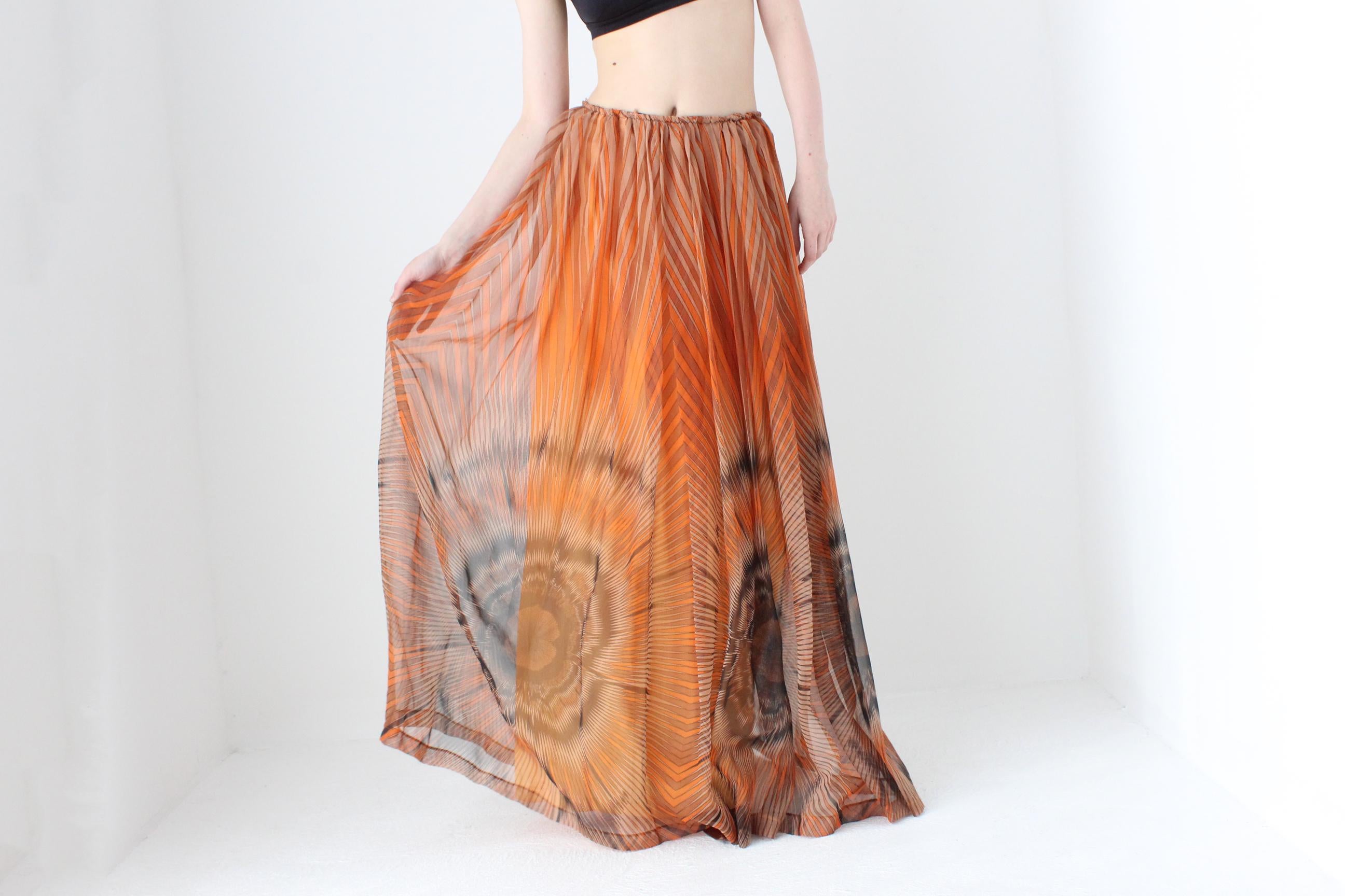 Dreamy 1970s Psychedelic Floaty Sweeping Maxi Skirt