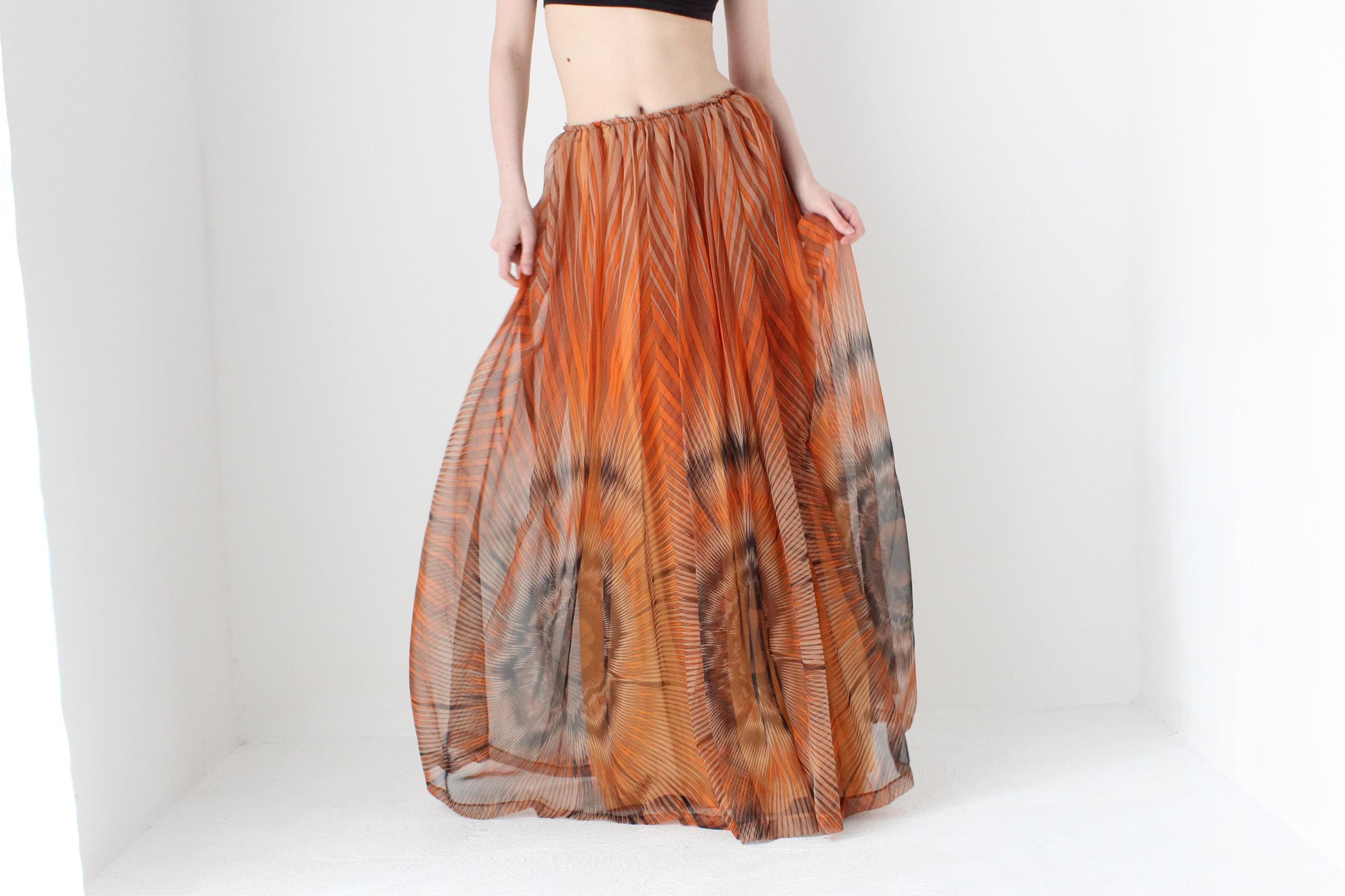 Dreamy 1970s Psychedelic Floaty Sweeping Maxi Skirt