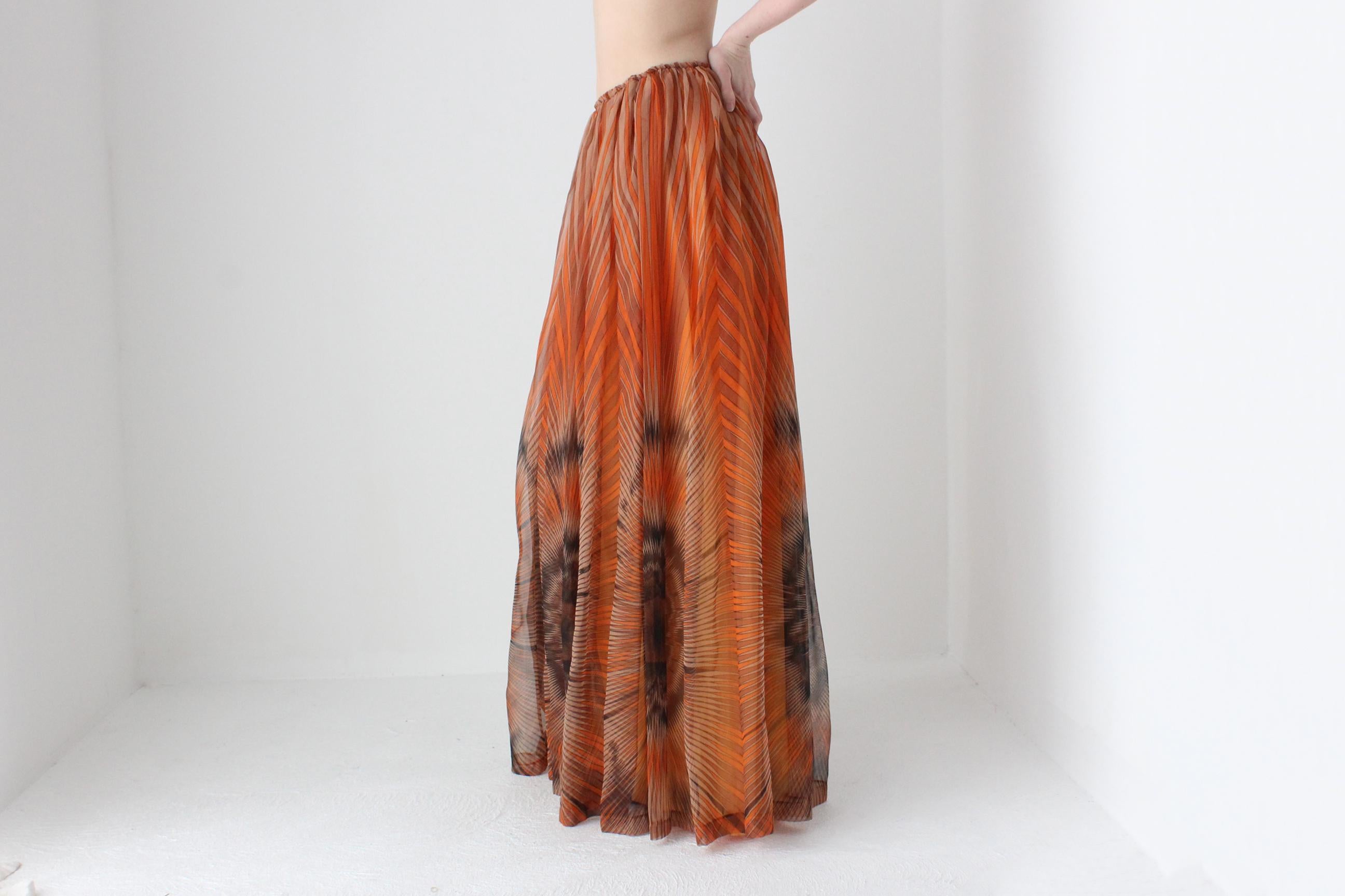 Dreamy 1970s Psychedelic Floaty Sweeping Maxi Skirt