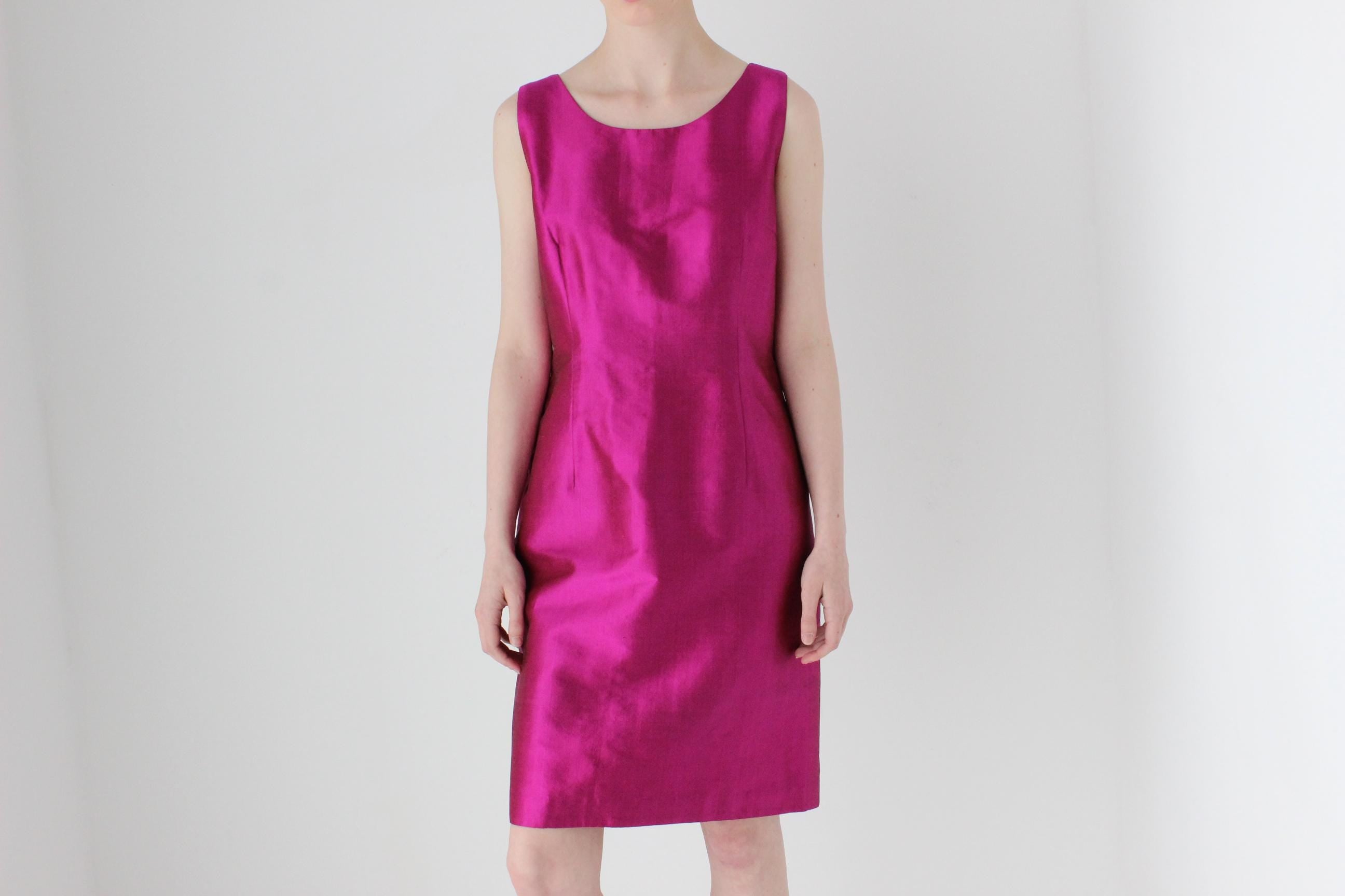 80s Iridescent Fuchsia Cocktail Dress