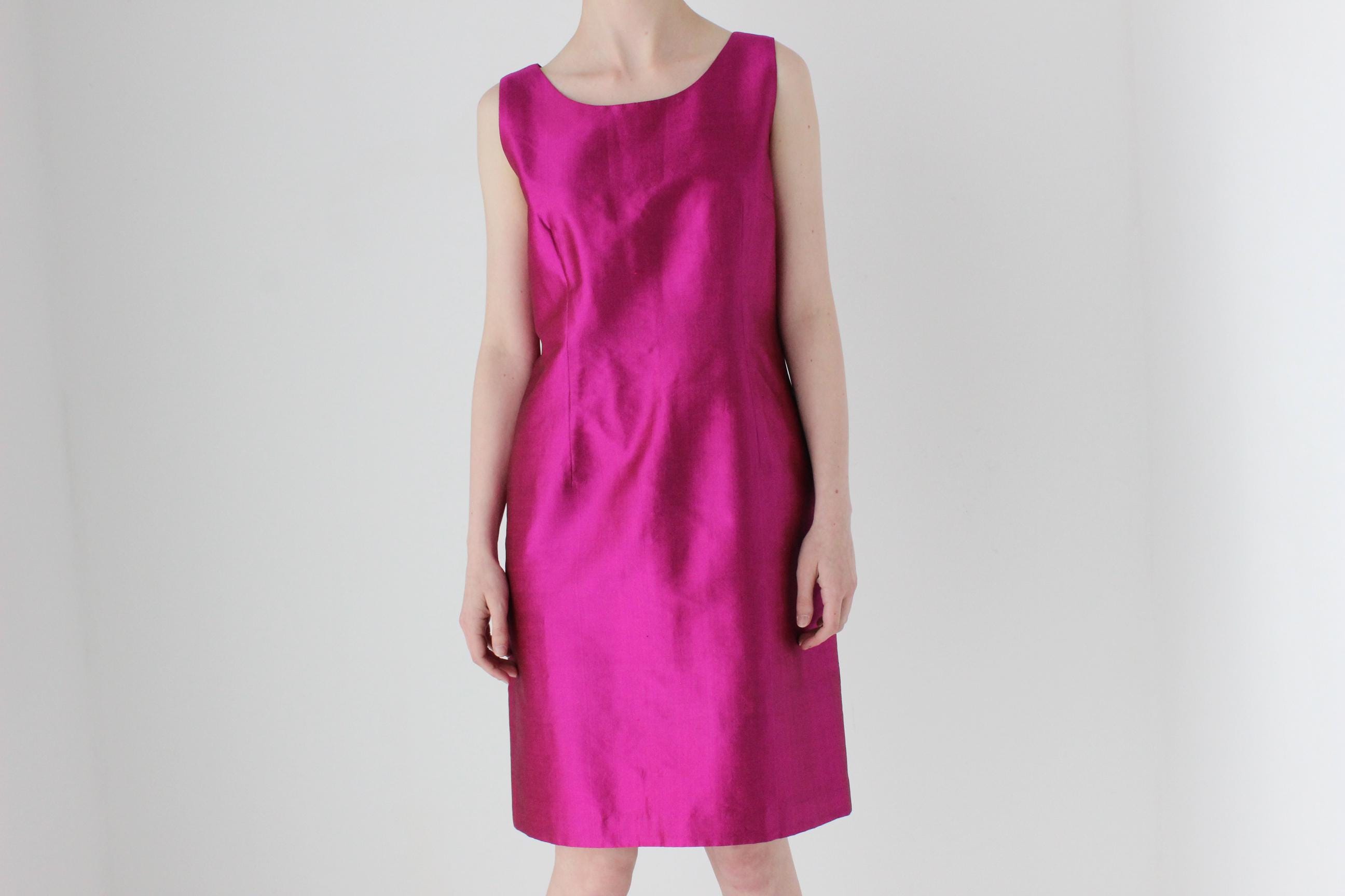 80s Iridescent Fuchsia Cocktail Dress