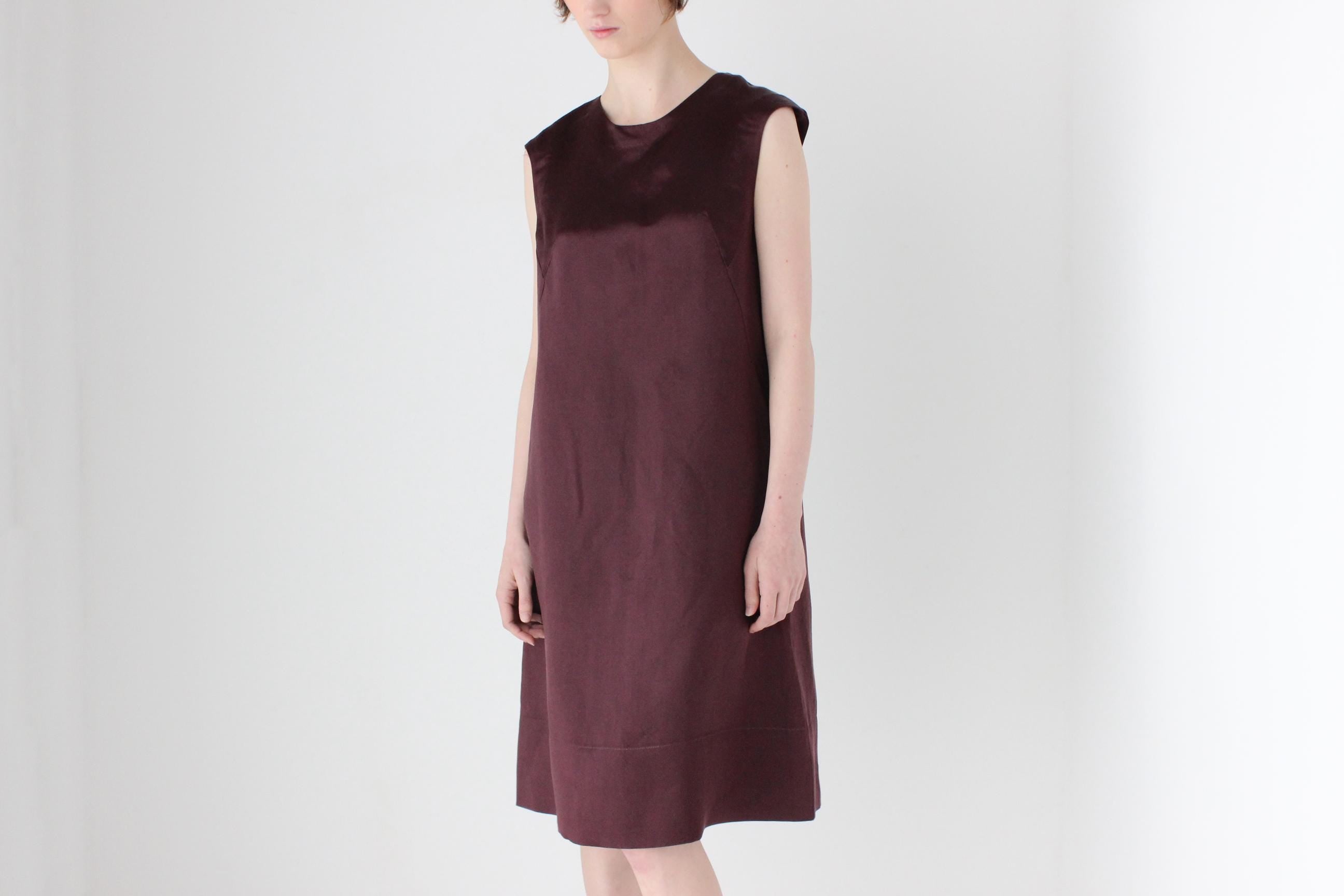 2000s MARNI Silk & Linen Lantern Tent Dress in Aubergine