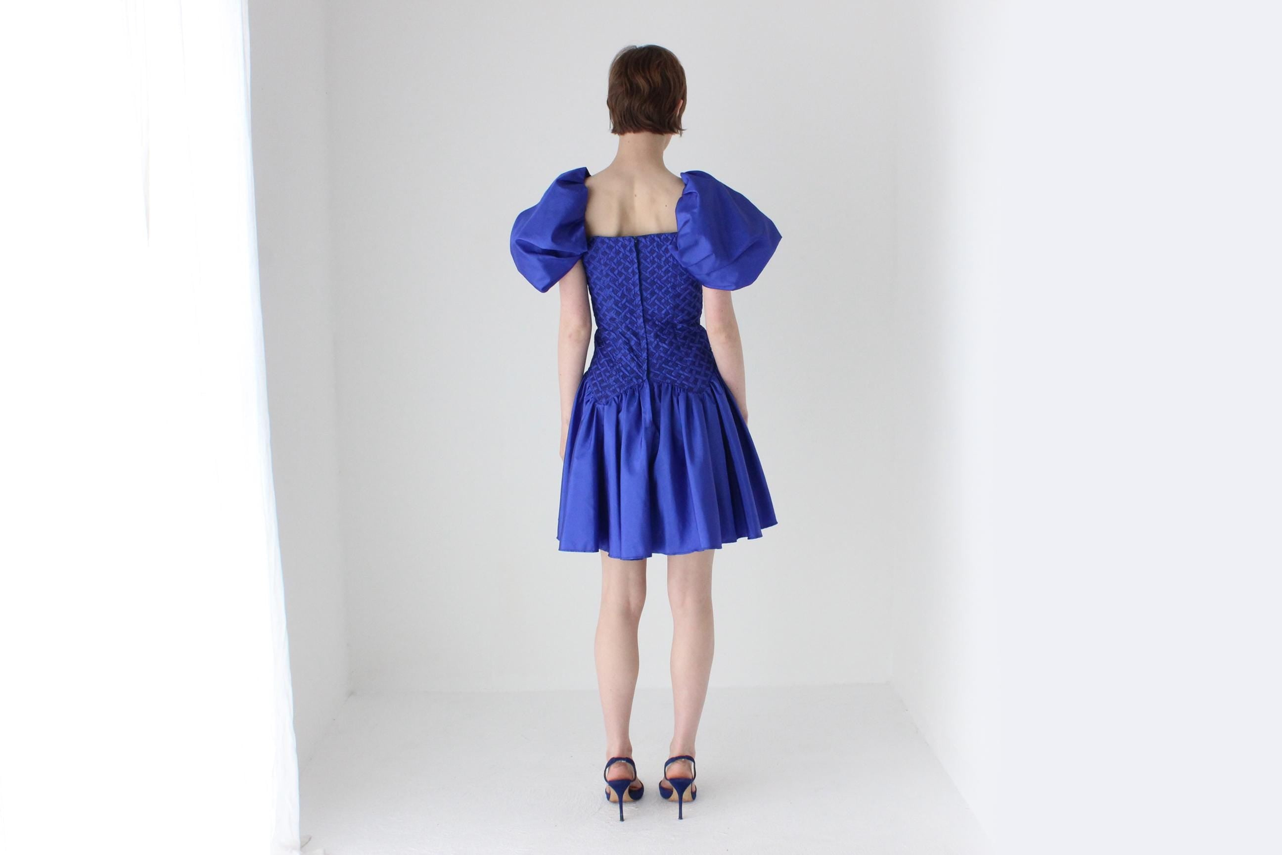 Fab 80s Cobalt Taffeta Puff Party Dress