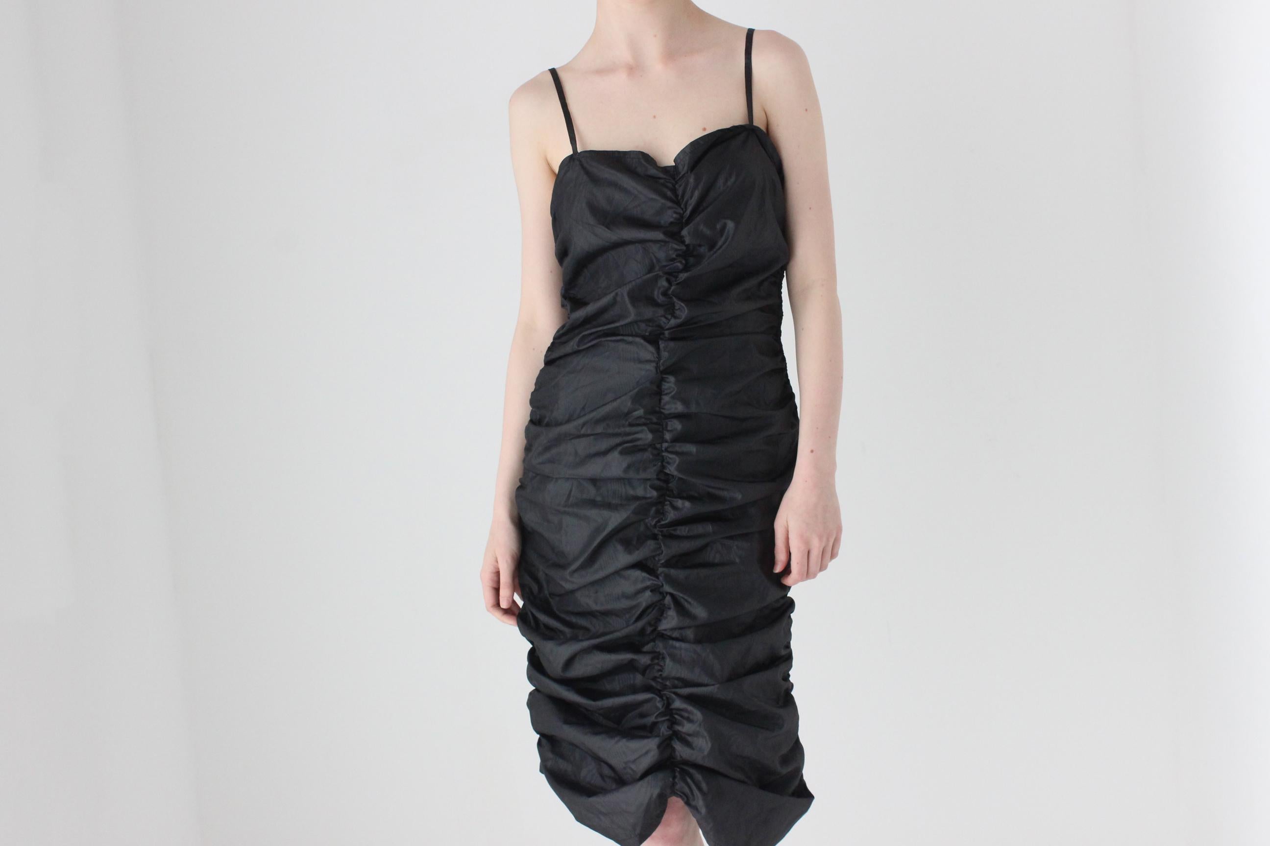 80s Metallic Ruched Taffeta Bustier Corset Party Dress