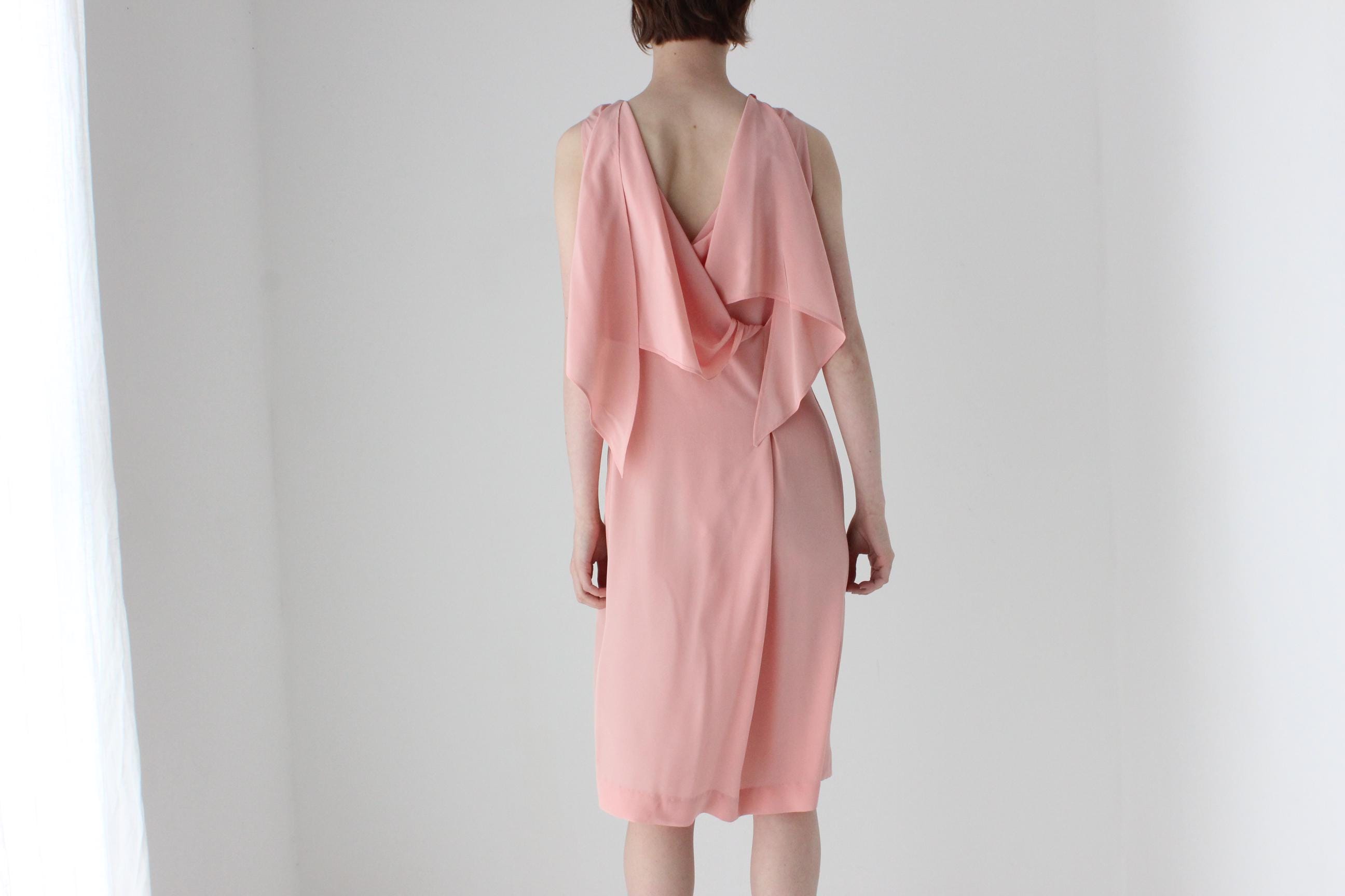 2000s Jil Sander Pastel Silk Shift w/ Draped Back