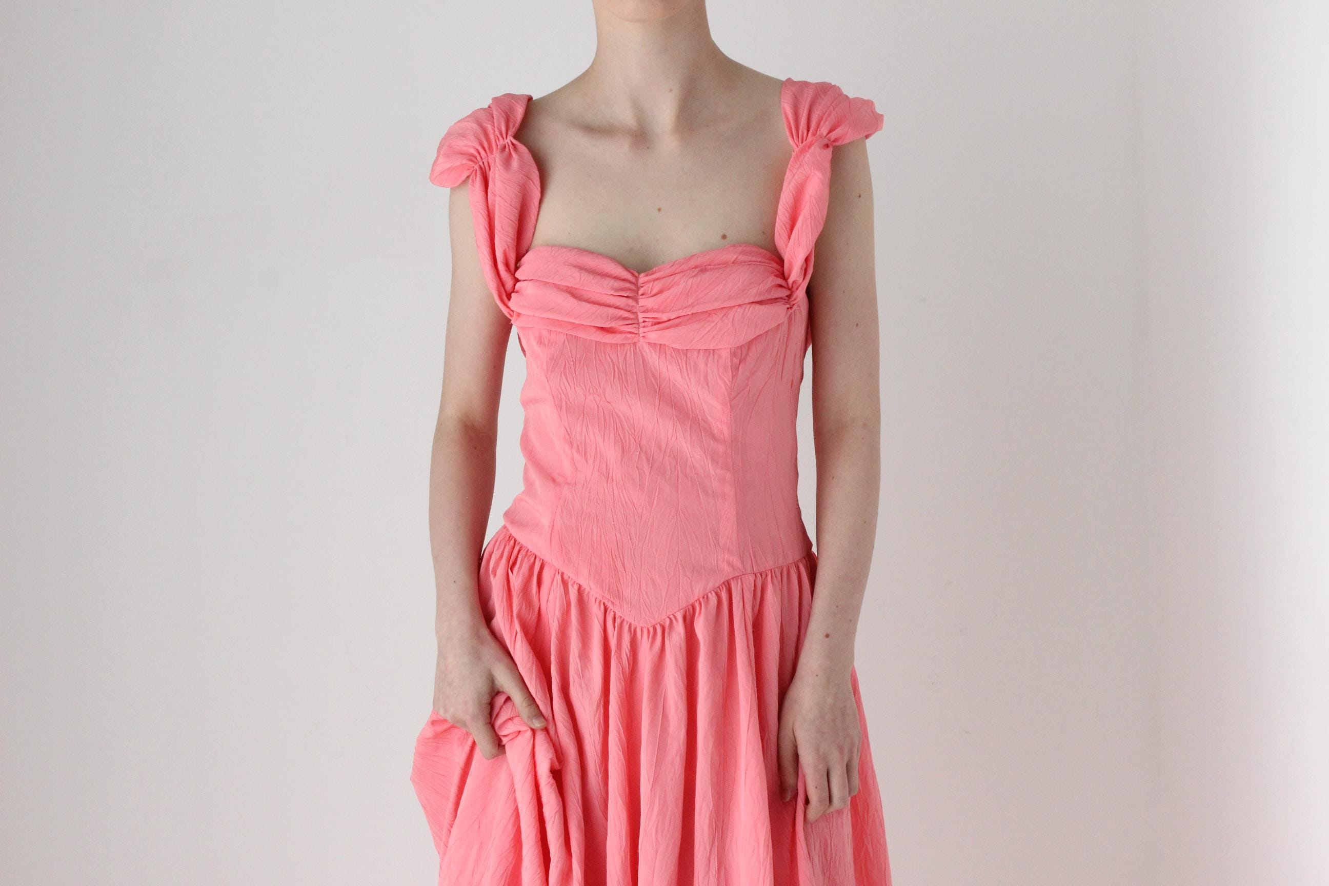 Prettiest 80s Bubblegum Princess Drop Waist Dress