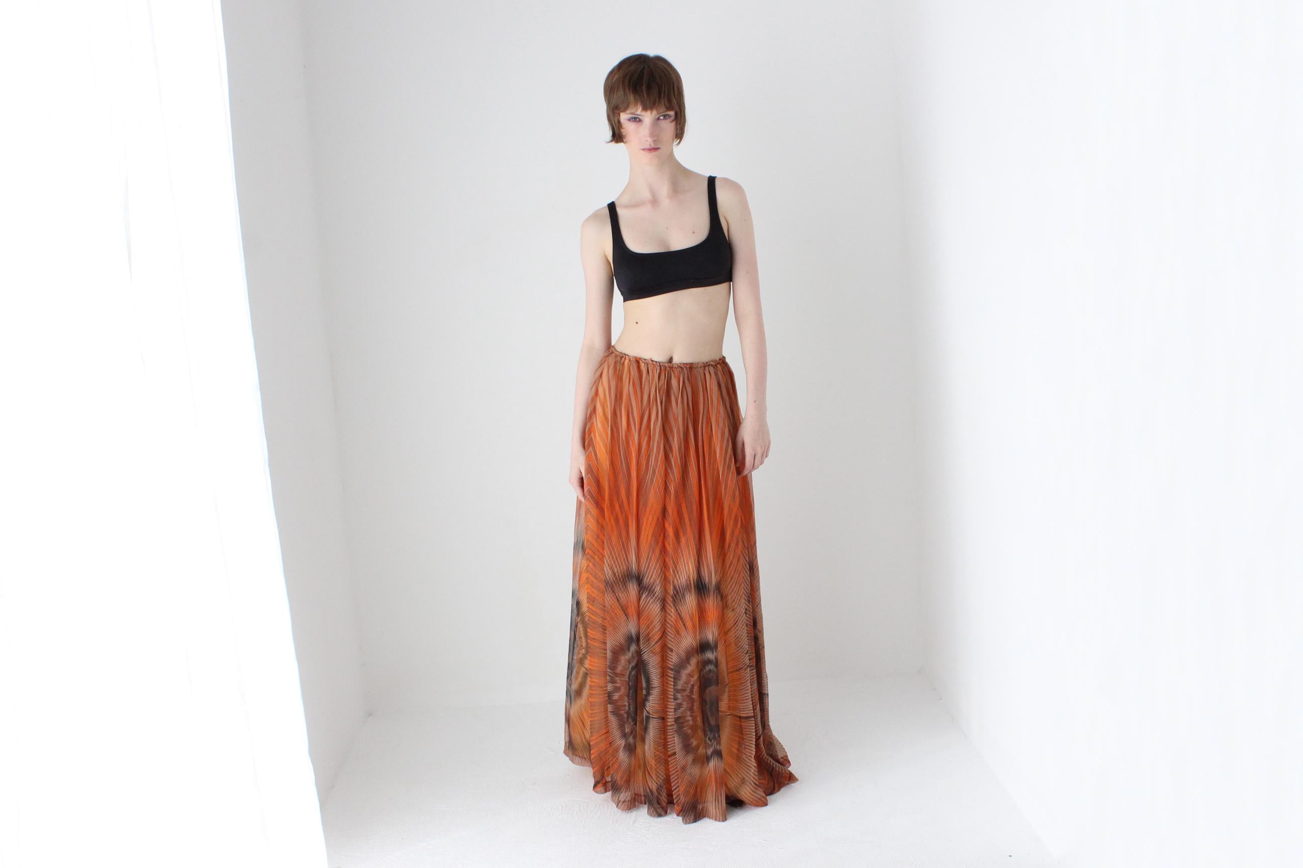 Dreamy 1970s Psychedelic Floaty Sweeping Maxi Skirt