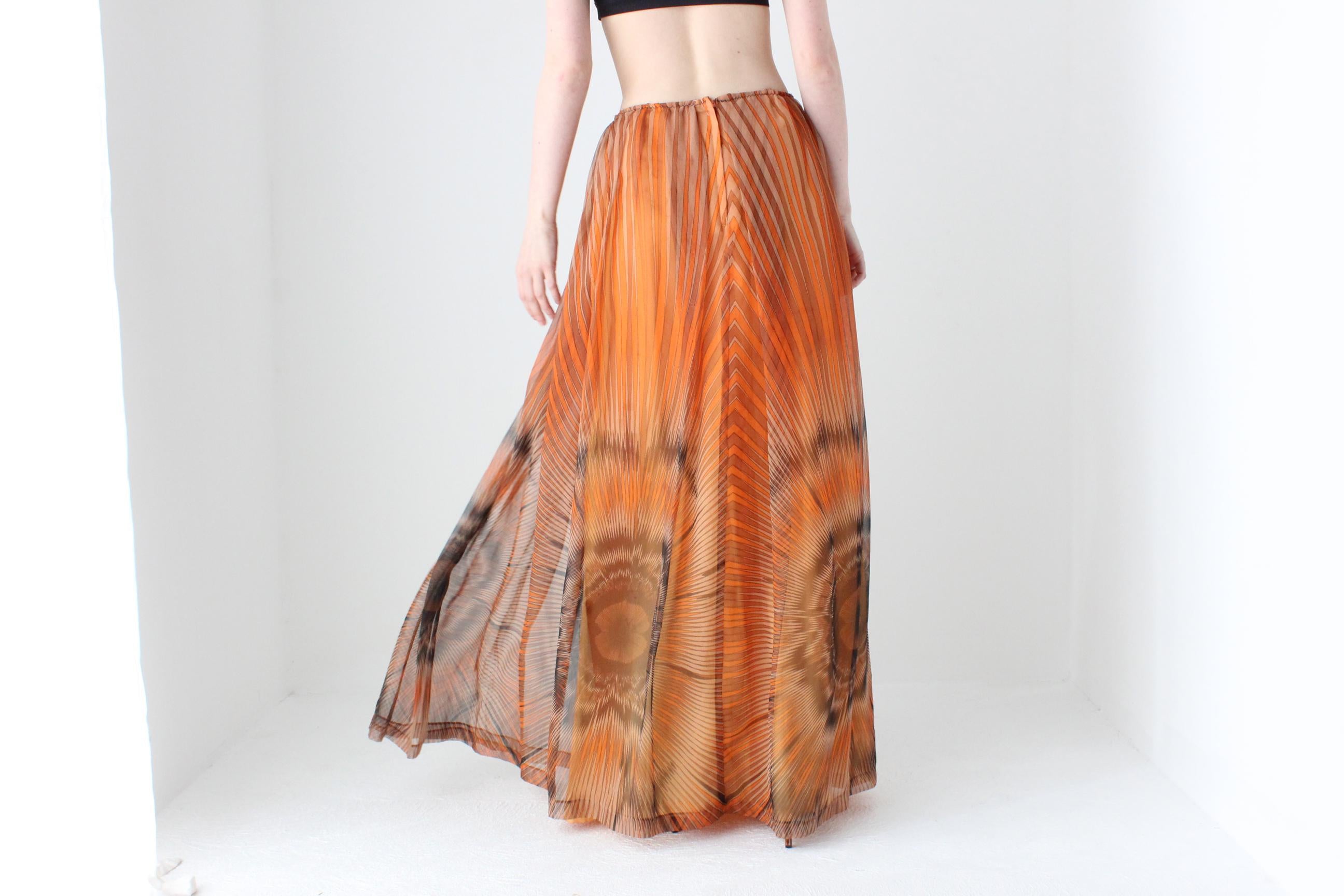 Dreamy 1970s Psychedelic Floaty Sweeping Maxi Skirt