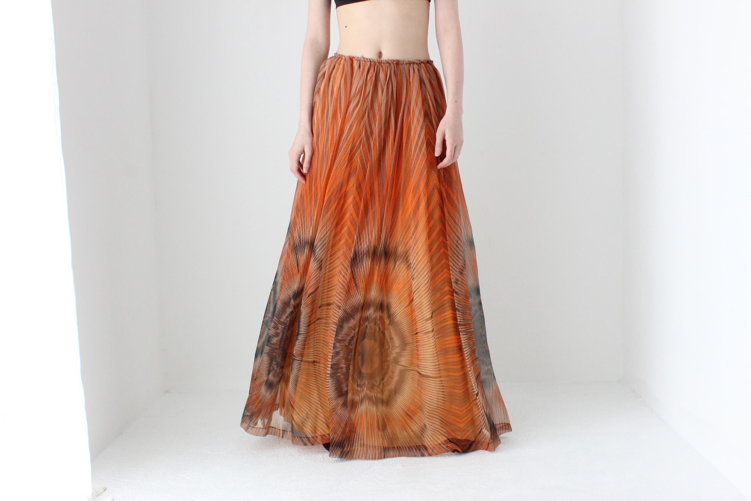 Dreamy 1970s Psychedelic Floaty Sweeping Maxi Skirt