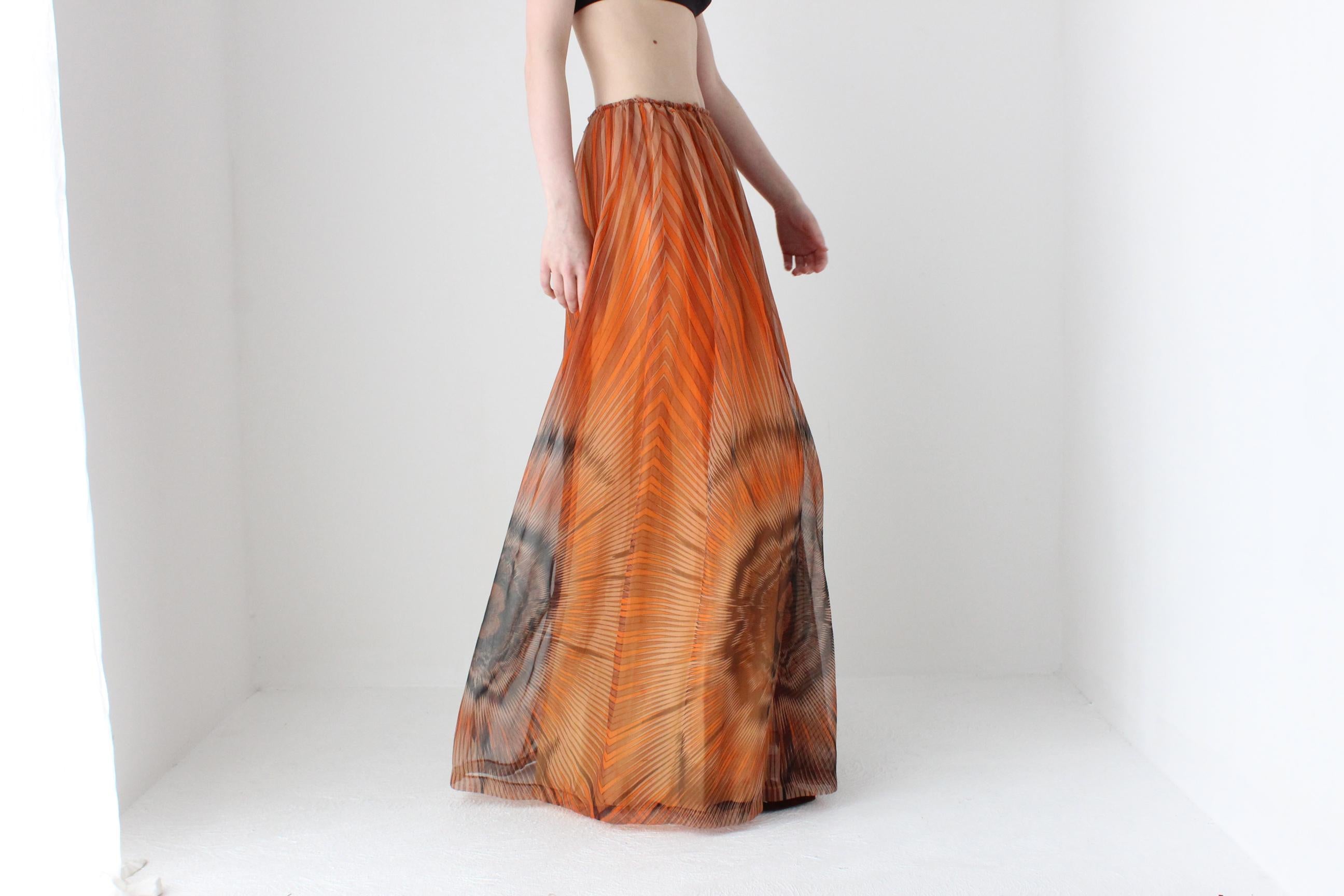 Dreamy 1970s Psychedelic Floaty Sweeping Maxi Skirt