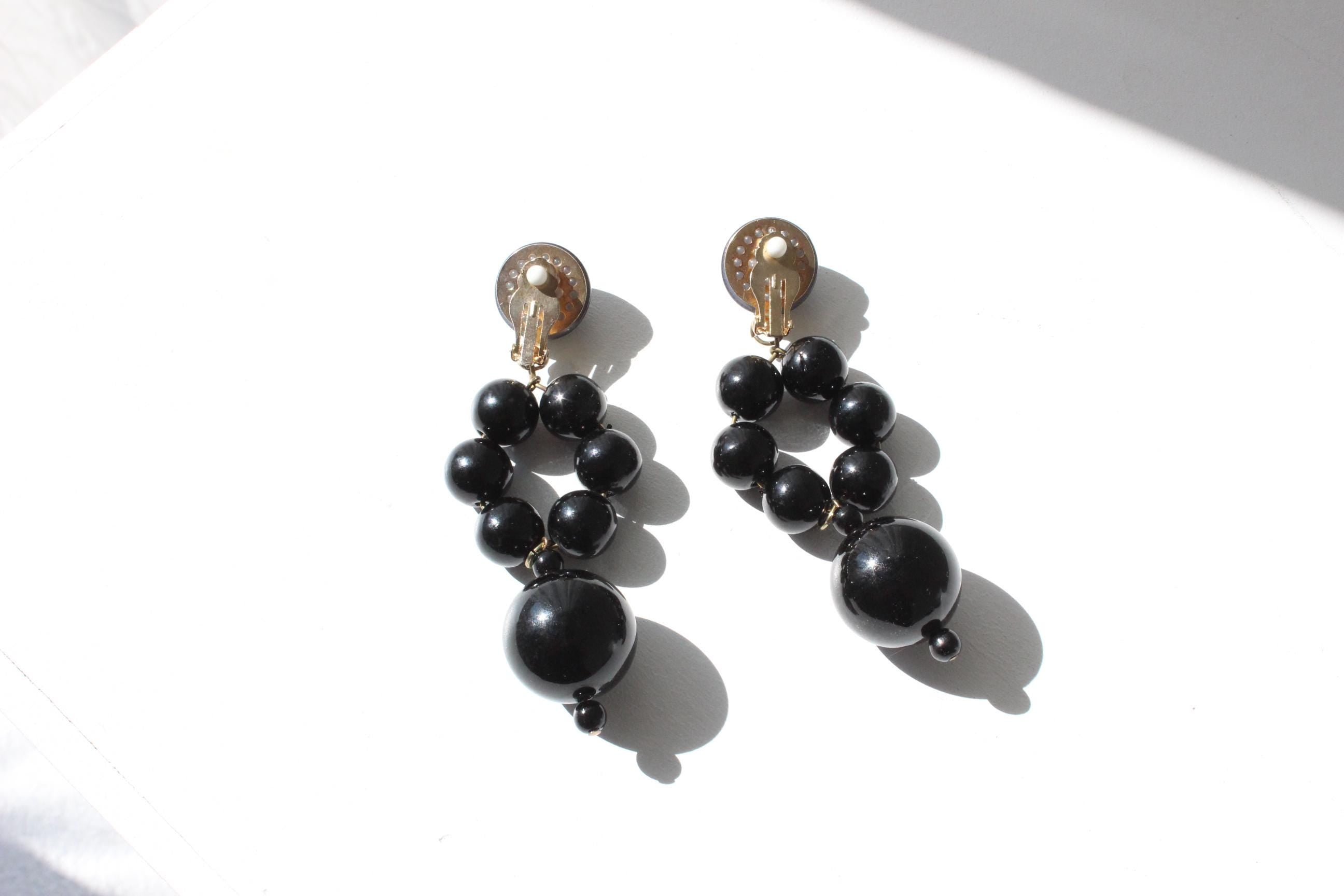 1980s Spherical Resin Statement Clip On Earrings