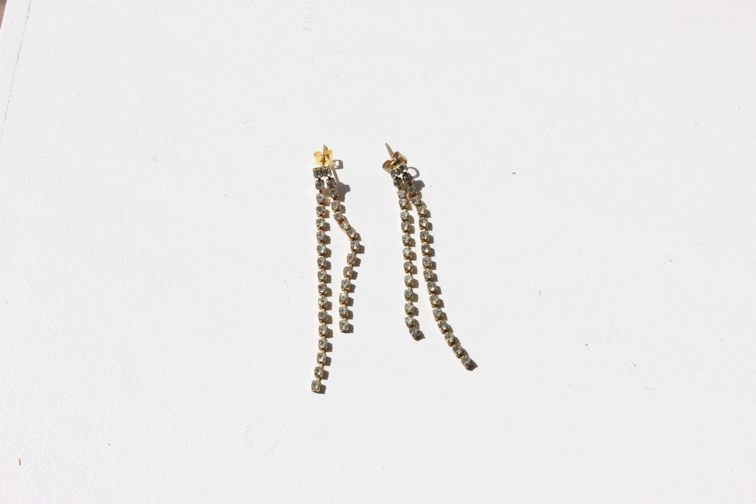 90s Dainty Diamonte Droplet Earrings