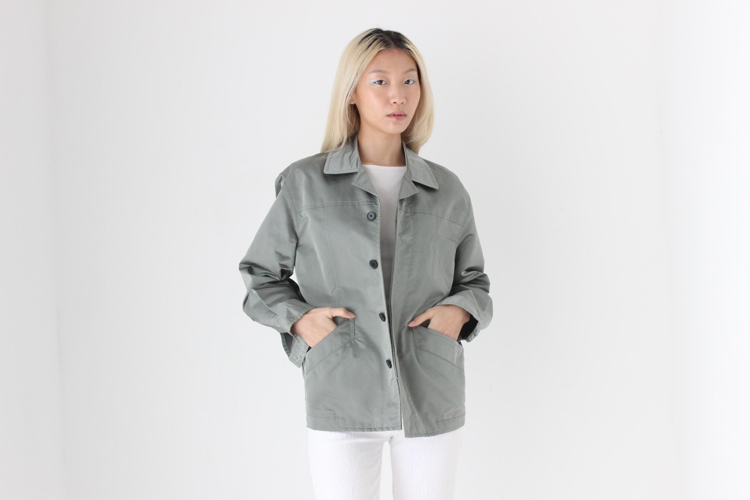 FUTURISM Y2K Italian Vintage 'UFFIZI' Metallic Boxy Windbreaker Jacket