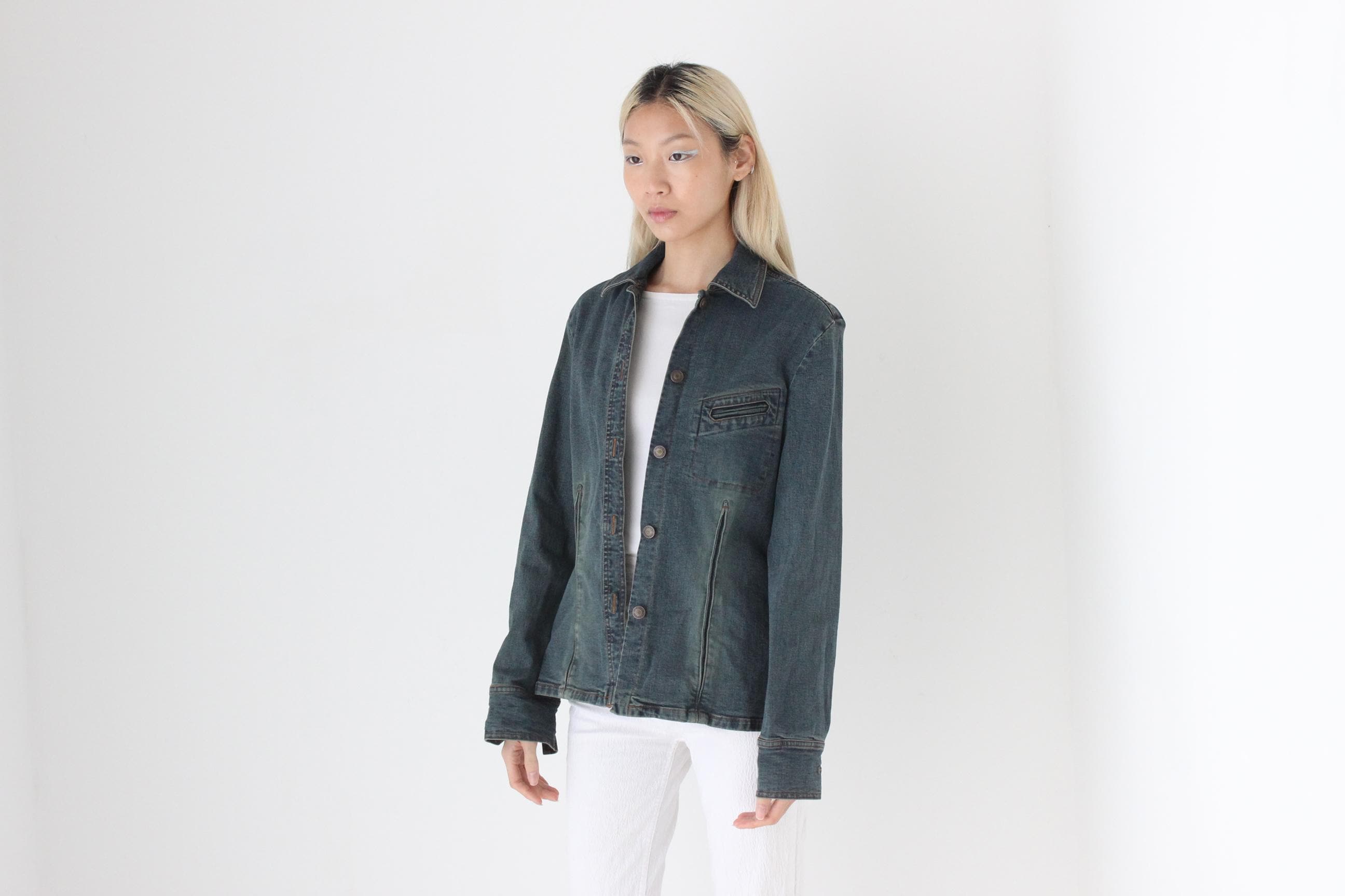 FUTURISM Y2K Dark Industrial Denim Jacket or Shirt