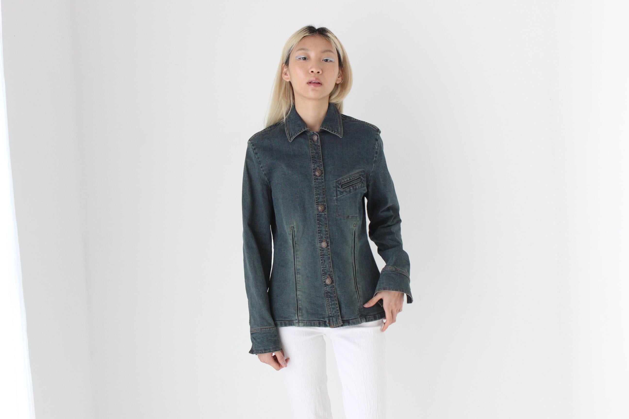 FUTURISM Y2K Dark Industrial Denim Jacket or Shirt