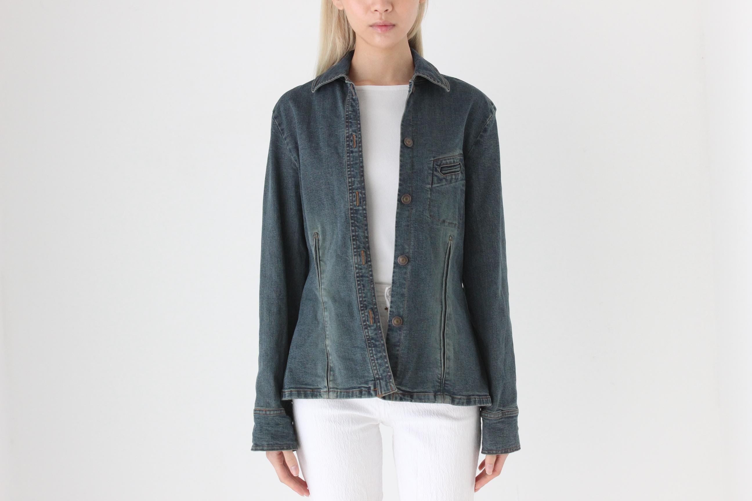 FUTURISM Y2K Dark Industrial Denim Jacket or Shirt