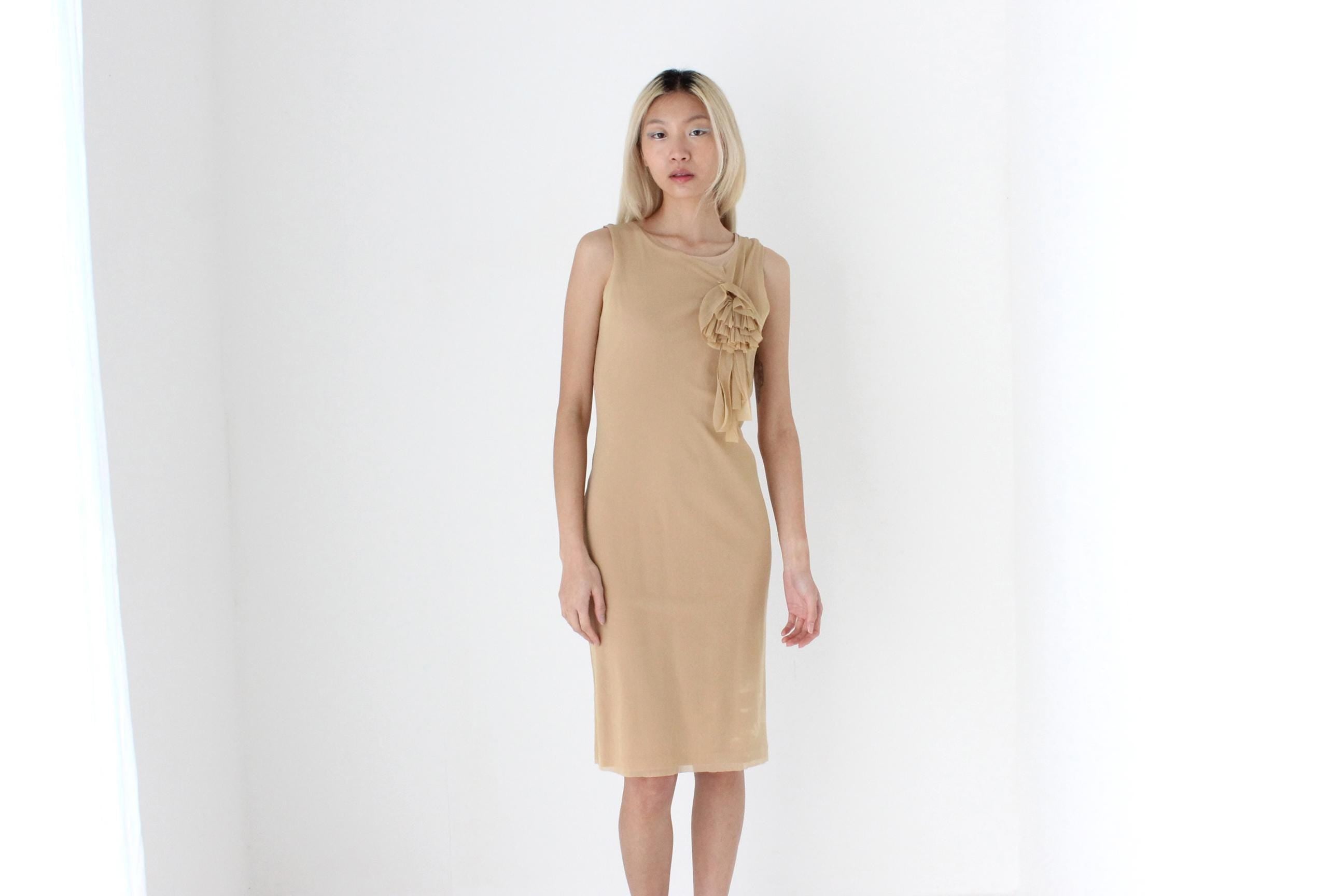 FUTURISM Y2K Mesh Dress w/ 3D Rosette