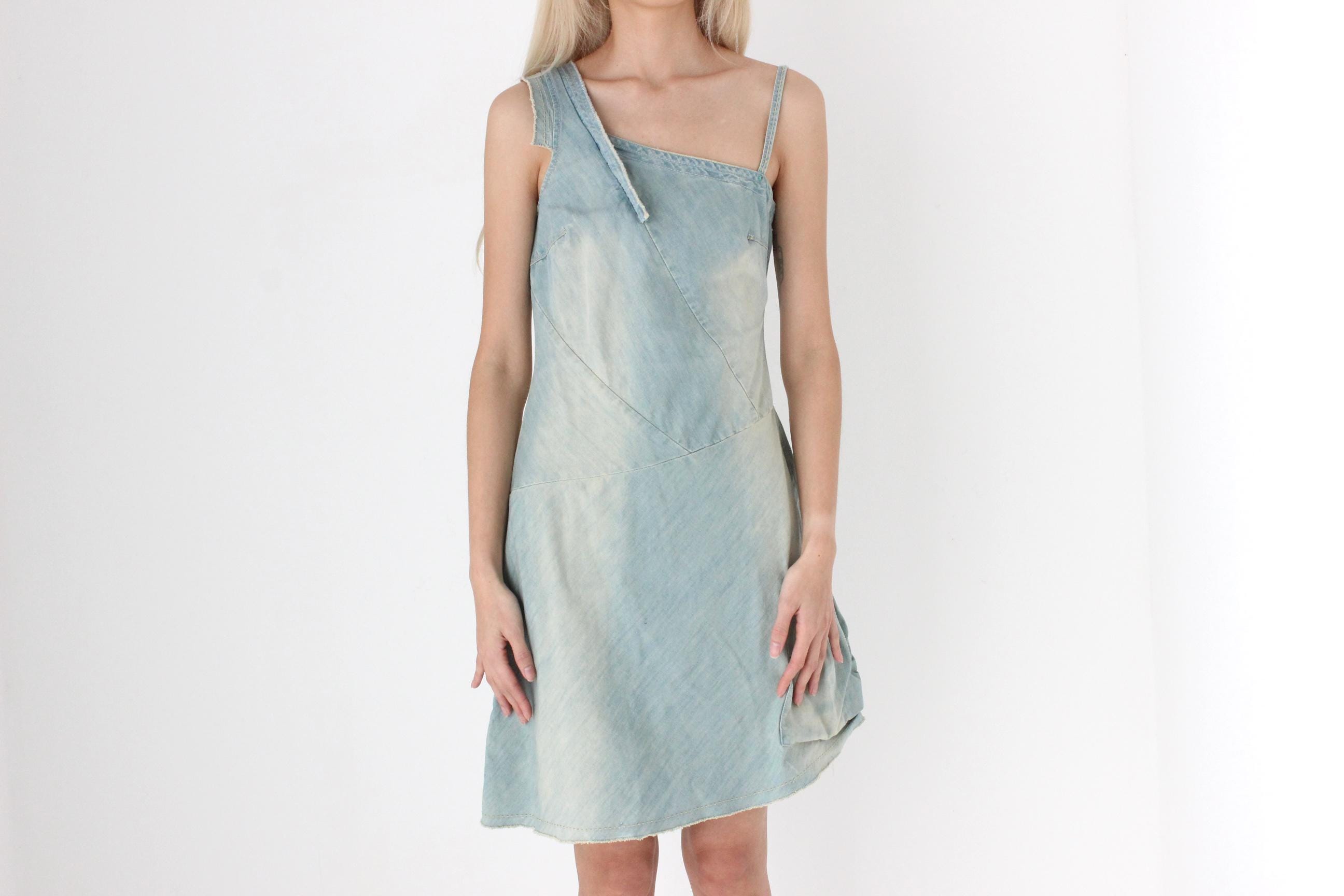 FUTURISM Y2K European Asymmetric Denim Dress