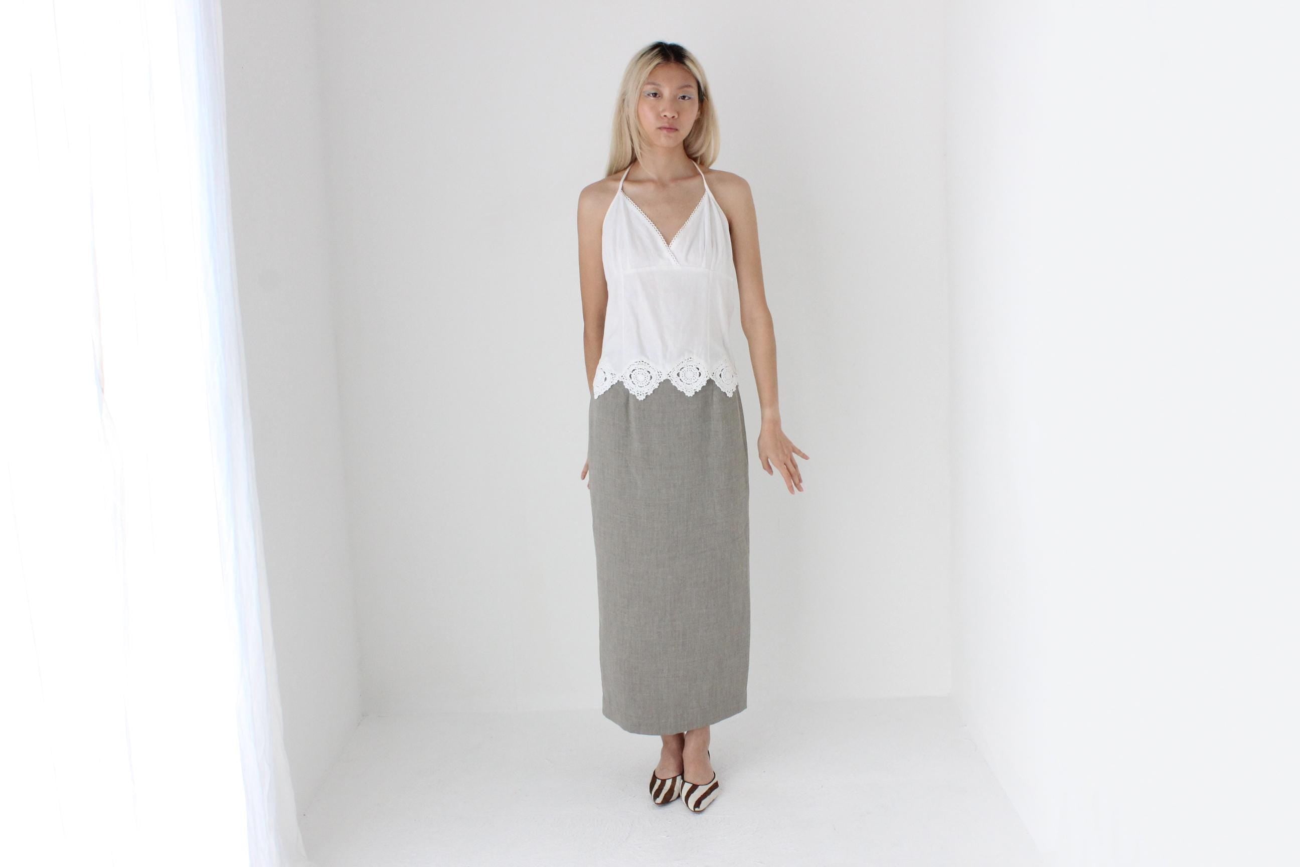 FUTURISM 90s Linen Doily Halter Neck Top
