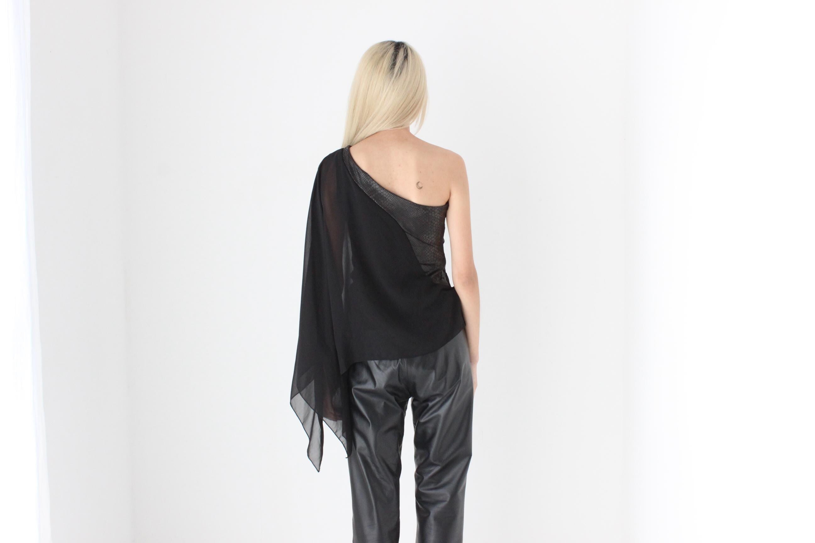 FUTURISM Y2K One Shoulder Asymmetric Wing Sleeve Top by Y London