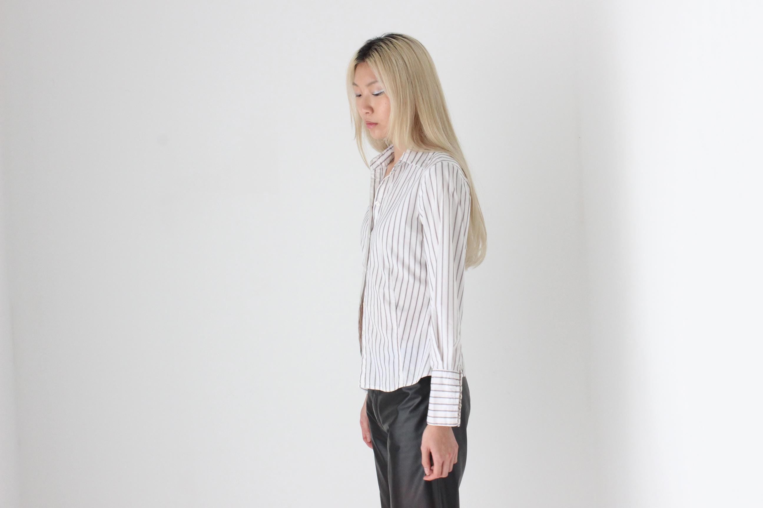 FUTURISM 90s Italian Vintage Sexy Pin Stripe Button Up