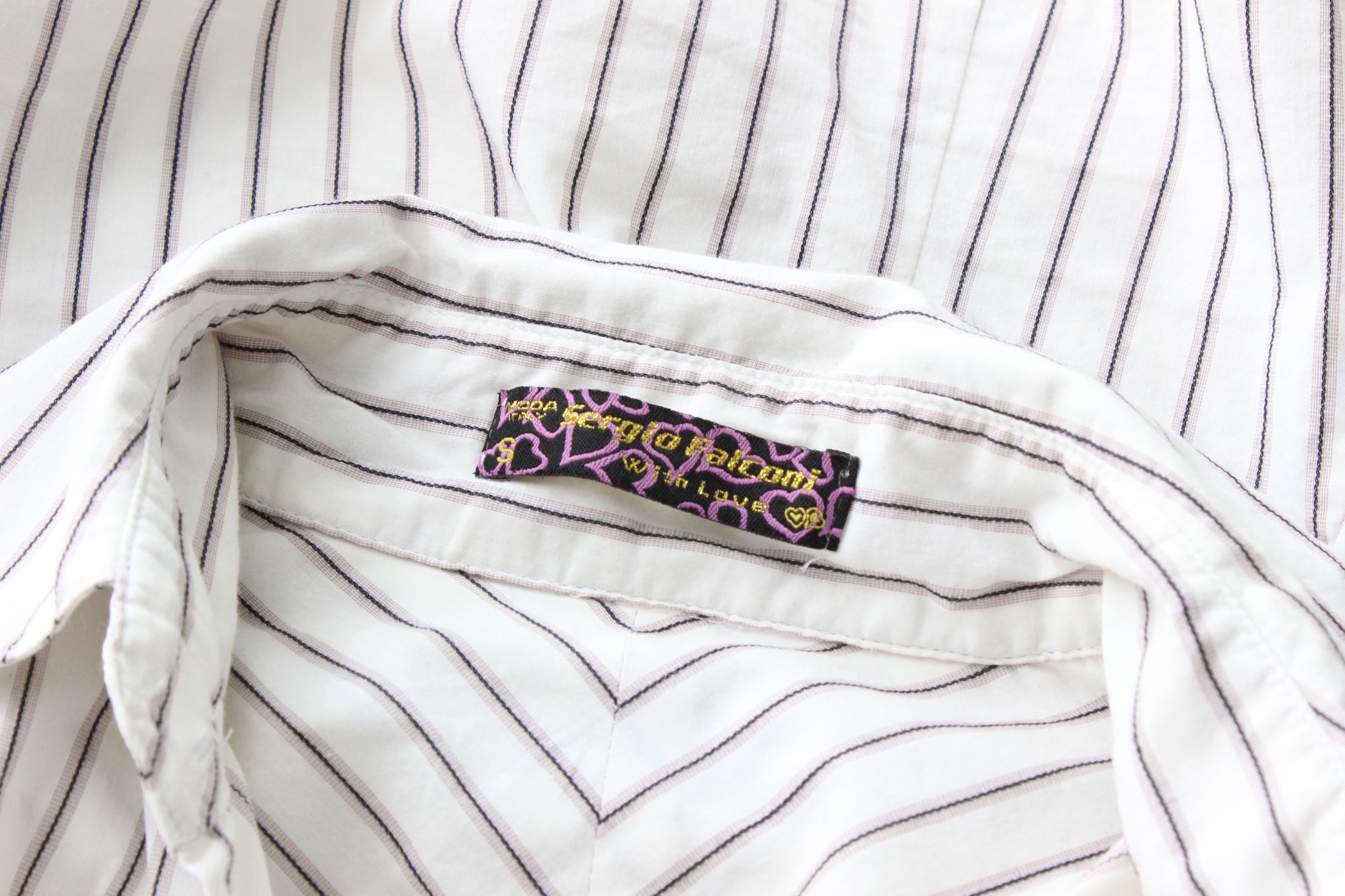 FUTURISM 90s Italian Vintage Sexy Pin Stripe Button Up