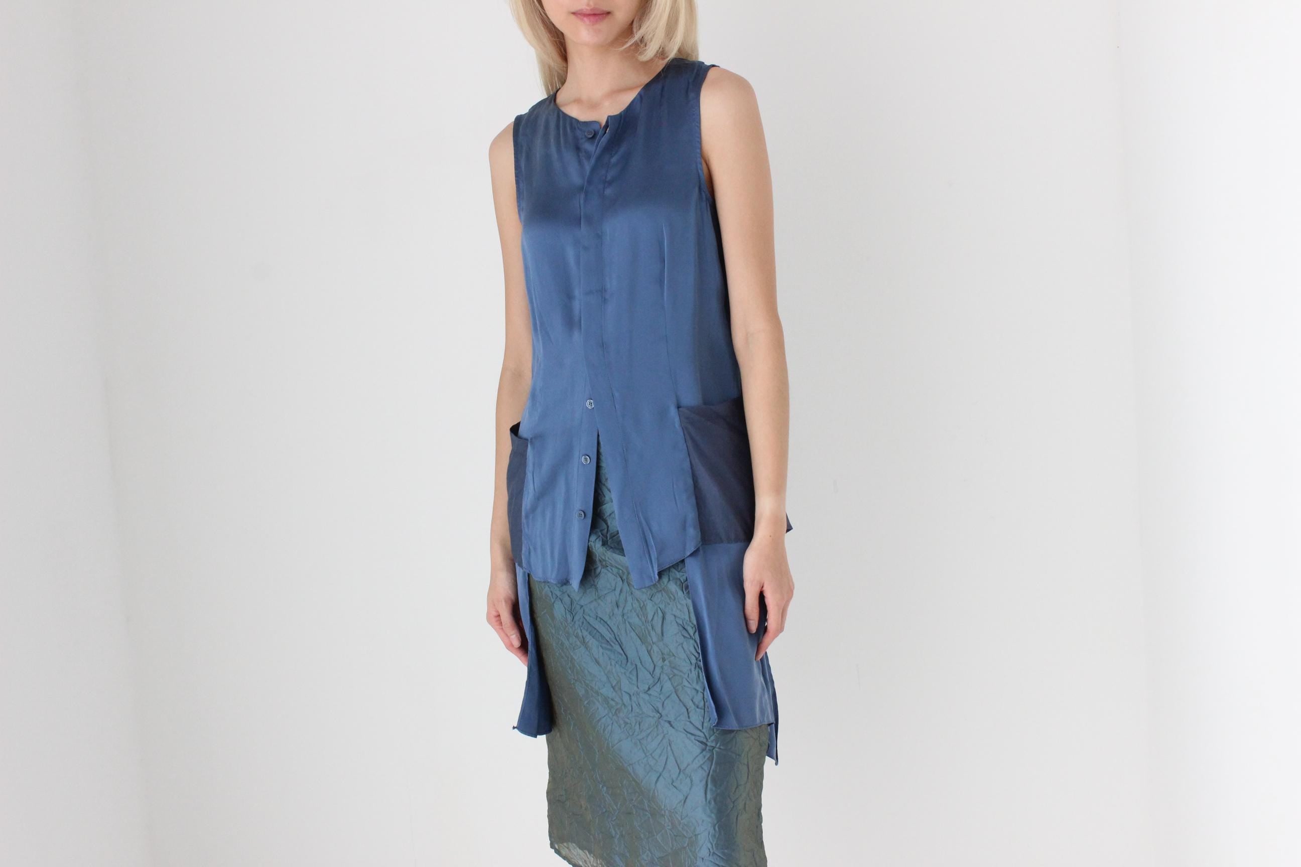 FUTURISM Y2K Art Silk Abstract Top