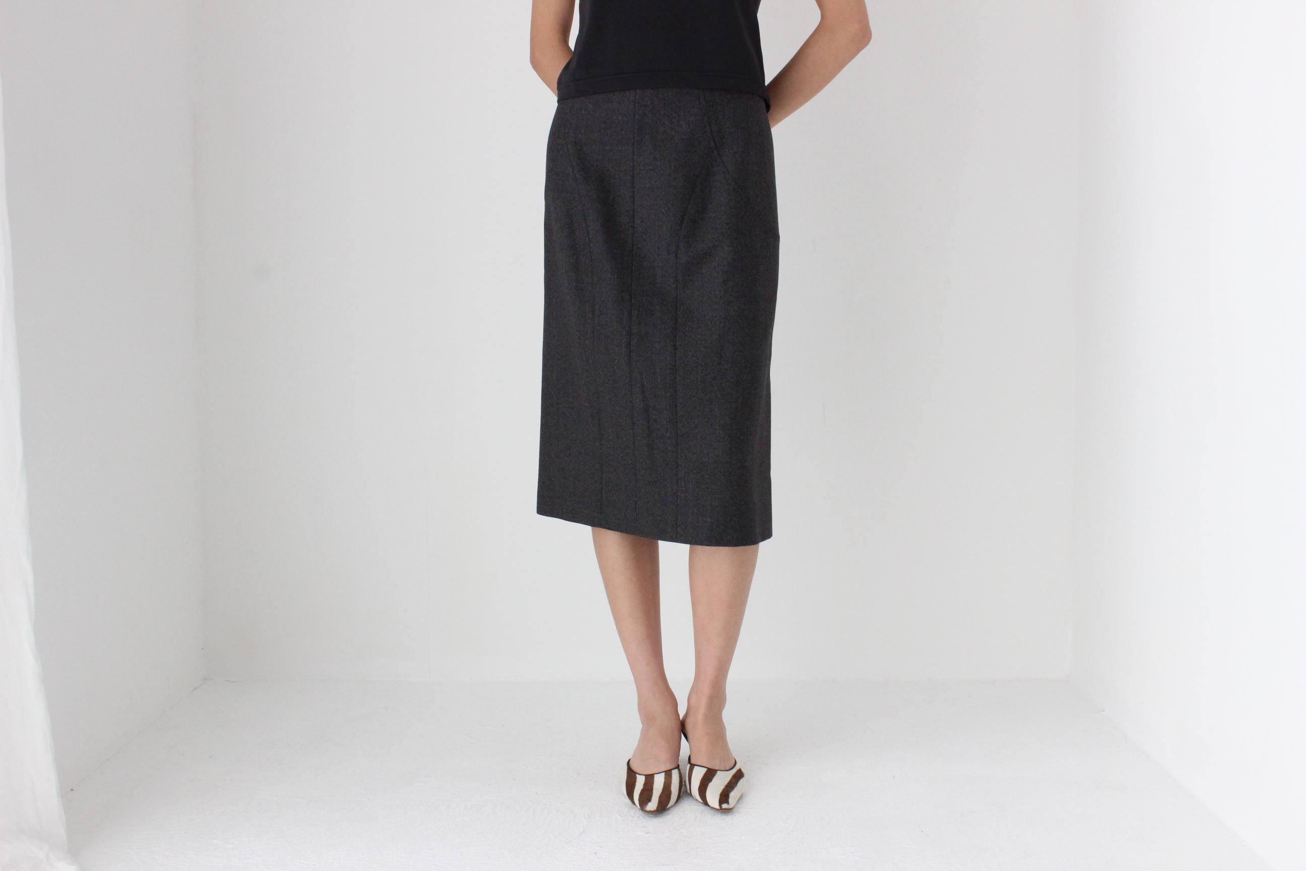 FUTURISM 90s Moschino Dark Grey Wool Skirt
