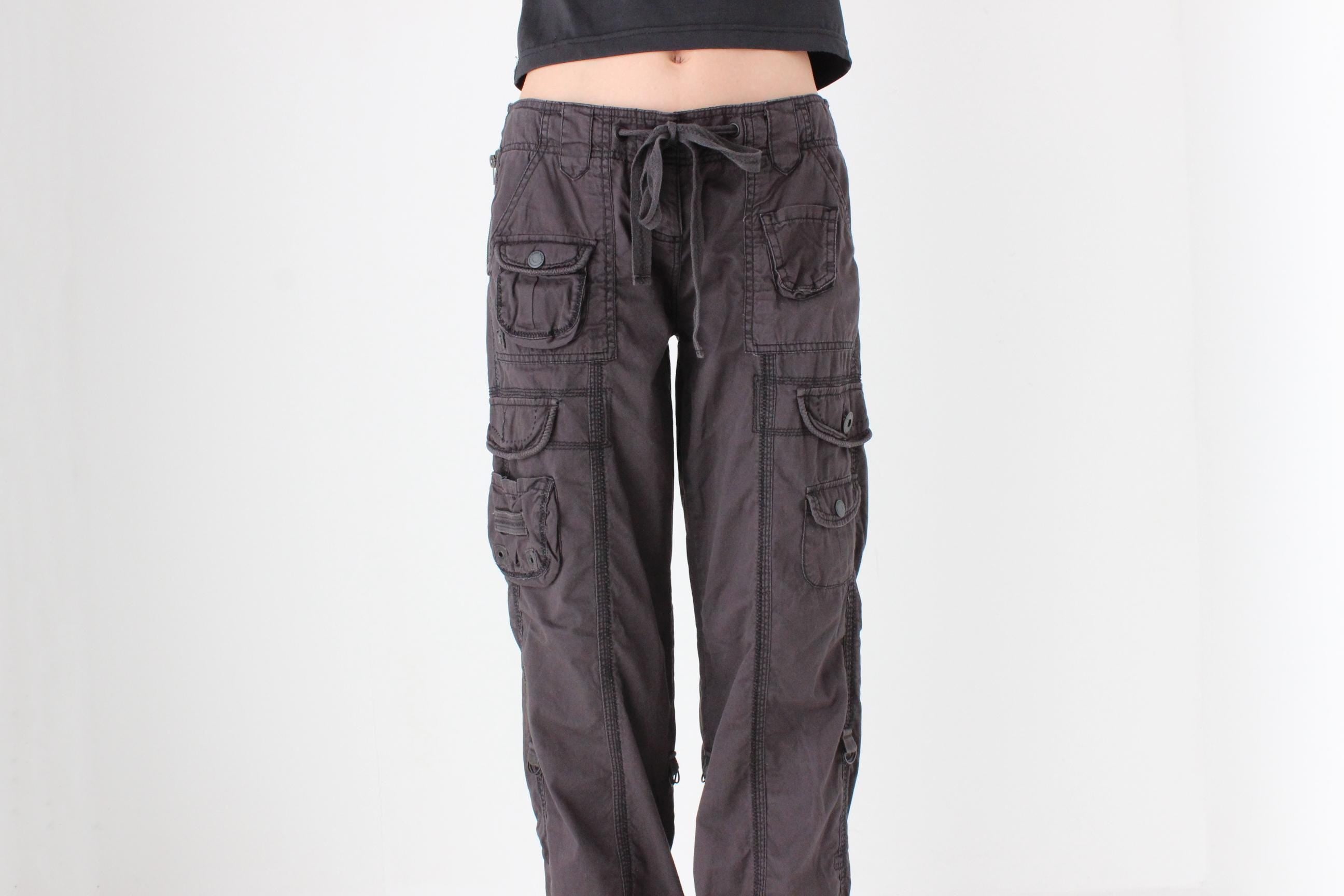 FUTURISM THE BEST Y2K Cotton Low Rise Cargo Pocket Pants
