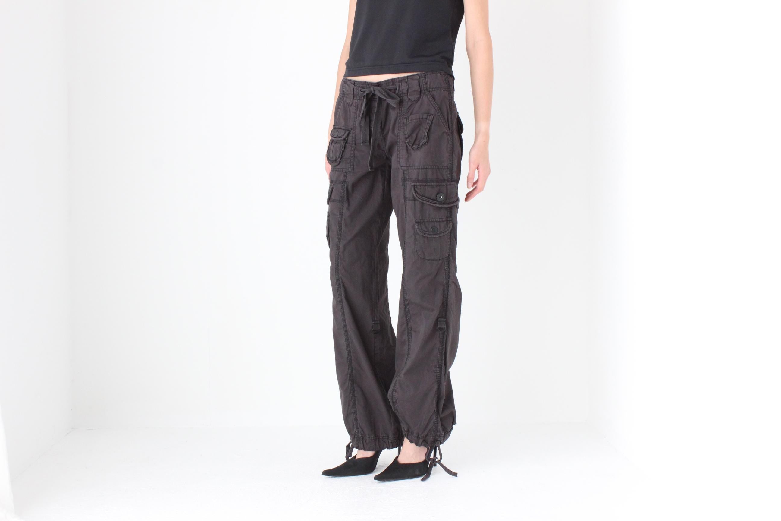 FUTURISM THE BEST Y2K Cotton Low Rise Cargo Pocket Pants
