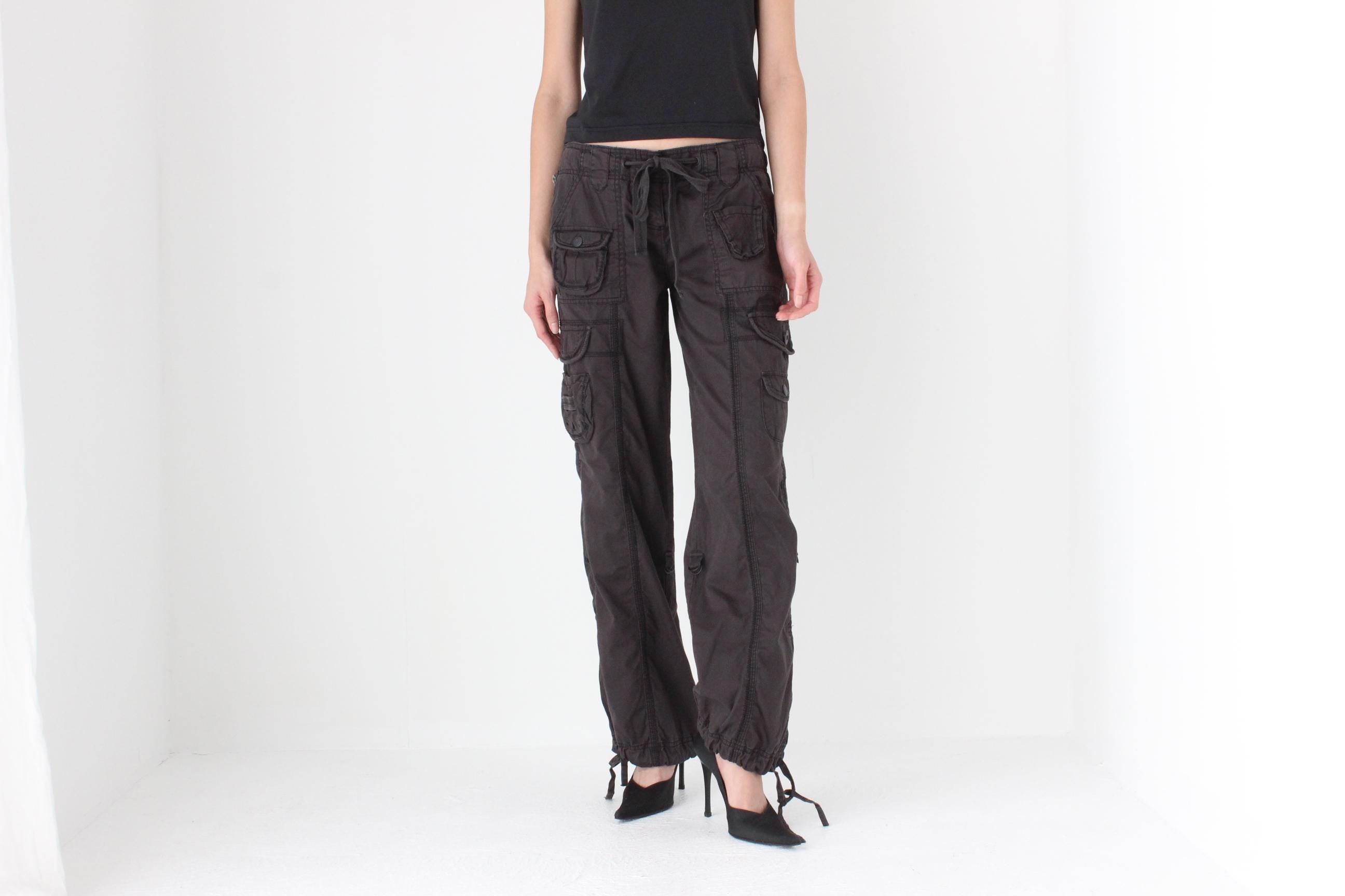 FUTURISM THE BEST Y2K Cotton Low Rise Cargo Pocket Pants