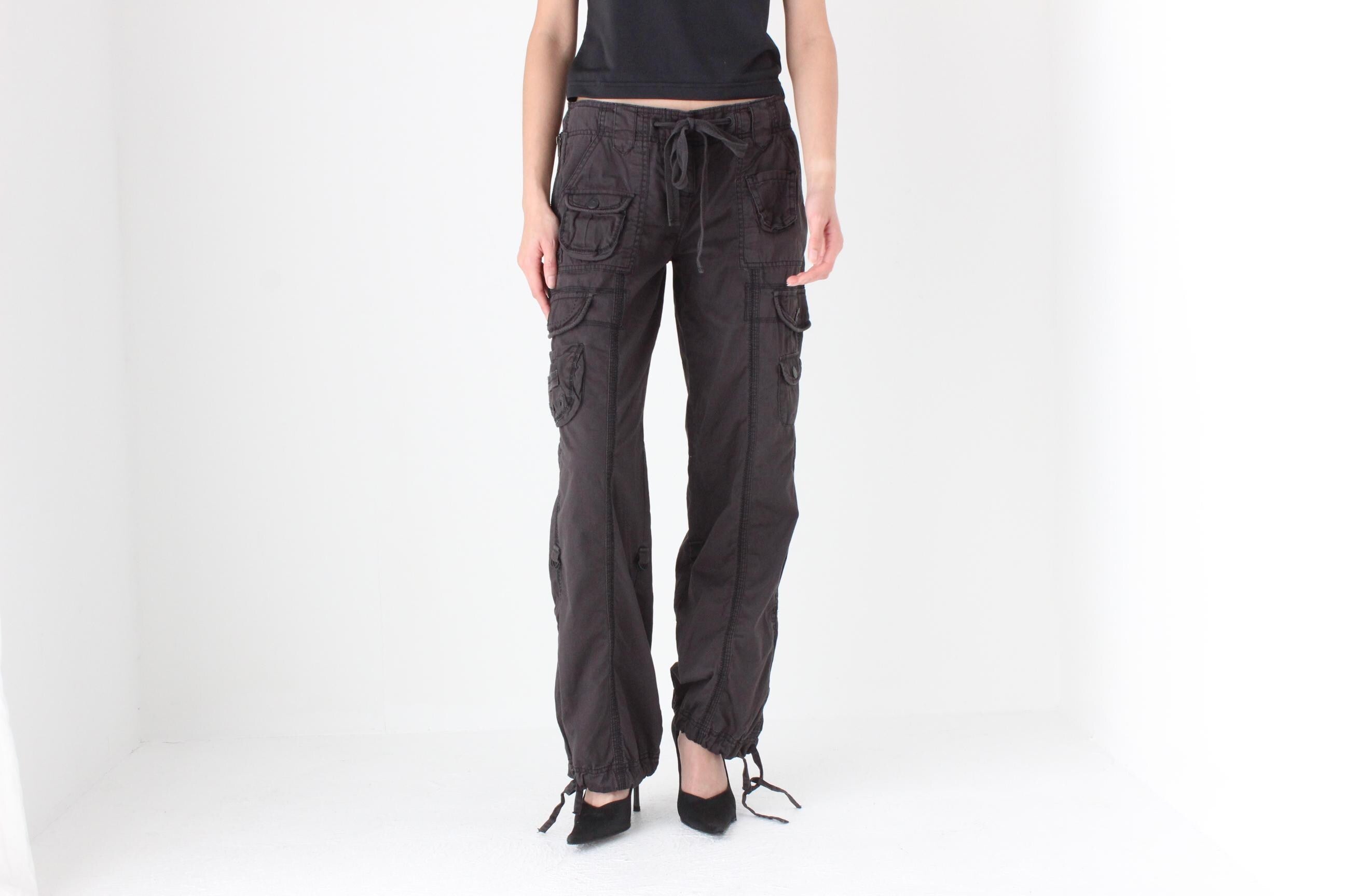 FUTURISM THE BEST Y2K Cotton Low Rise Cargo Pocket Pants