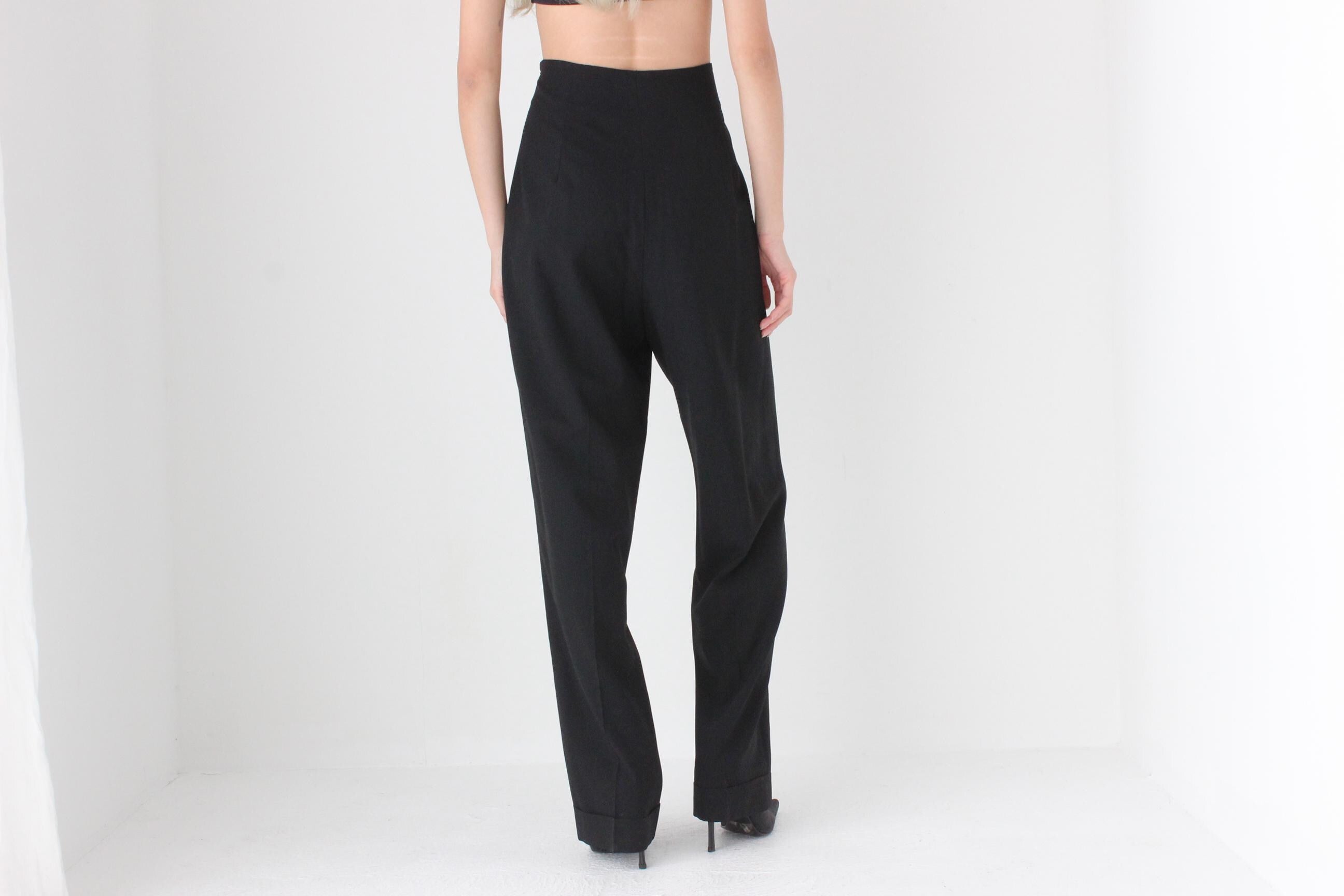 FUTURISM Galliano Heavenly Black Wool Tailored Trousers
