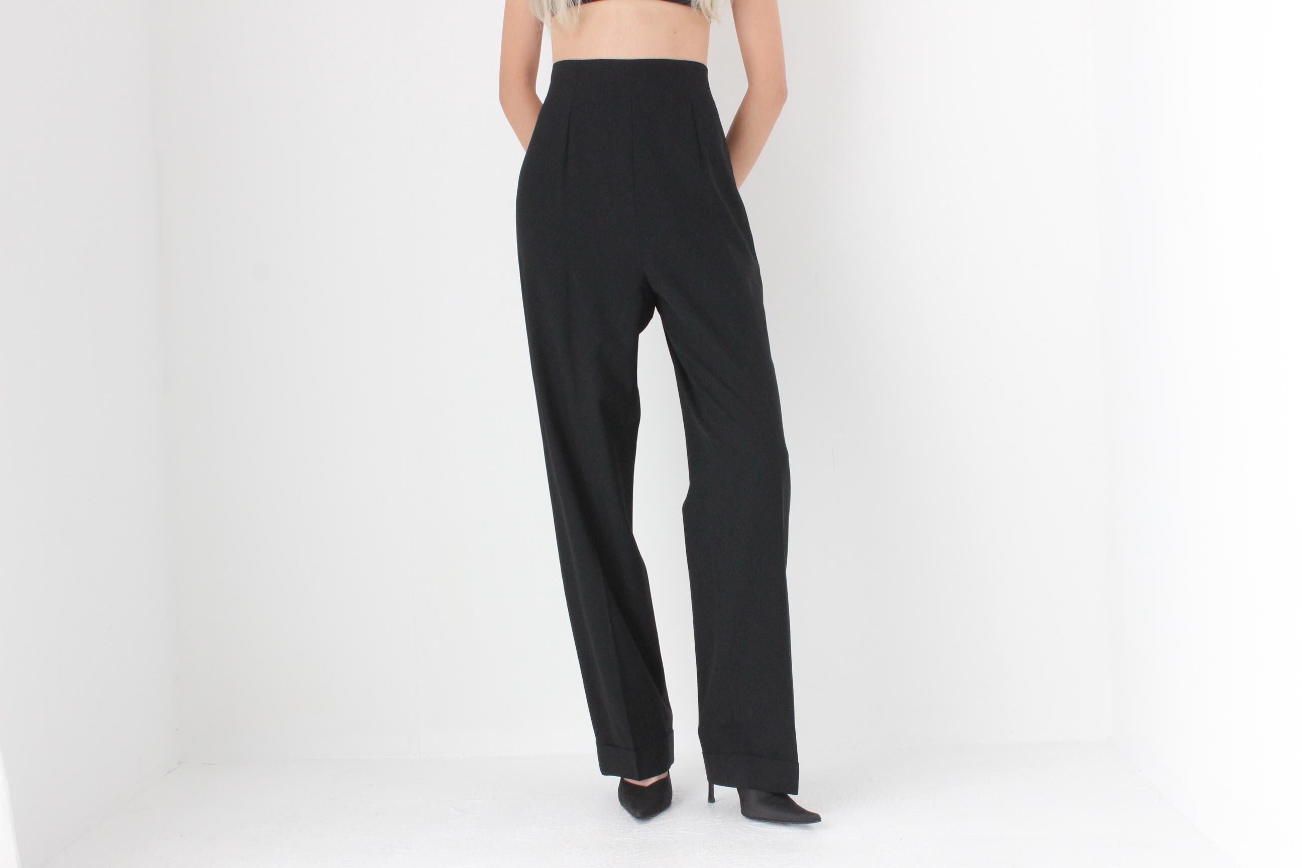 FUTURISM Galliano Heavenly Black Wool Tailored Trousers