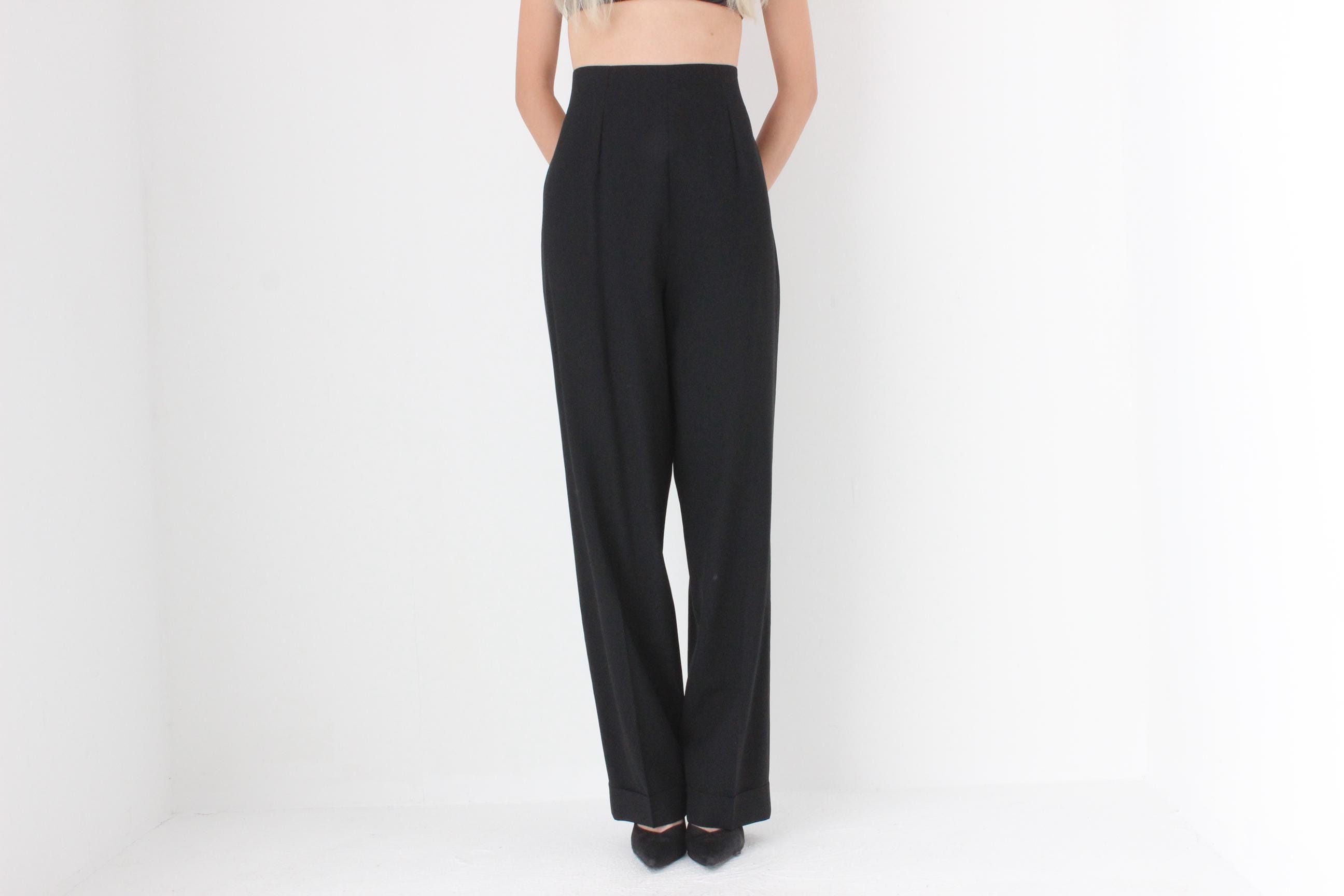 FUTURISM Galliano Heavenly Black Wool Tailored Trousers