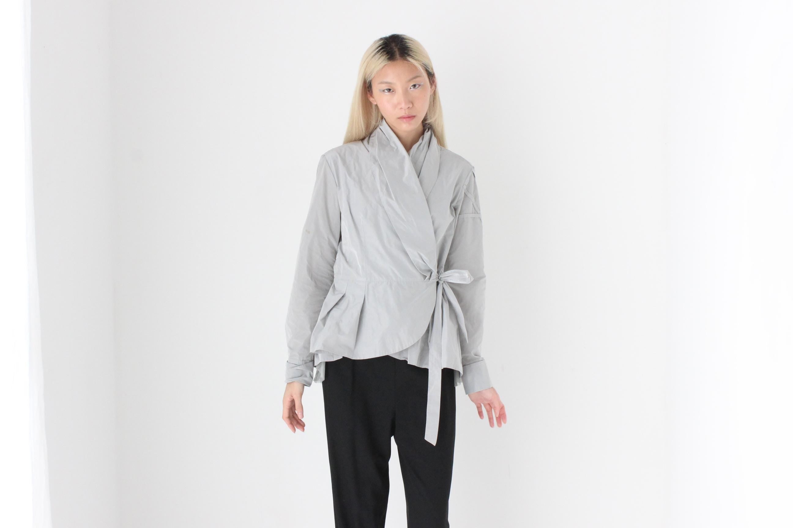 FUTURISM 2000s High Collar Taffeta Wrap Top or Jacket by PAUW Amsterdam