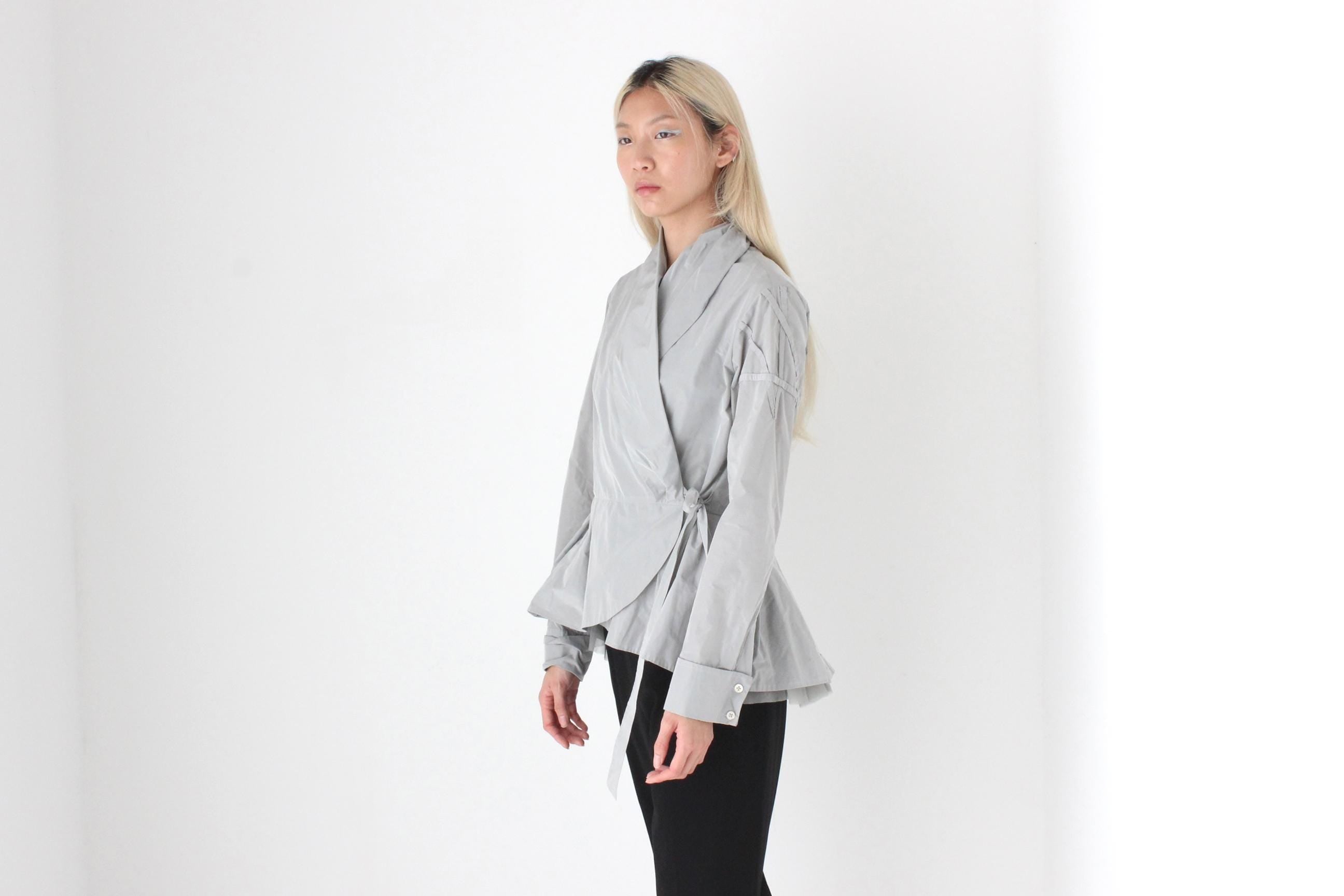 FUTURISM 2000s High Collar Taffeta Wrap Top or Jacket by PAUW Amsterdam